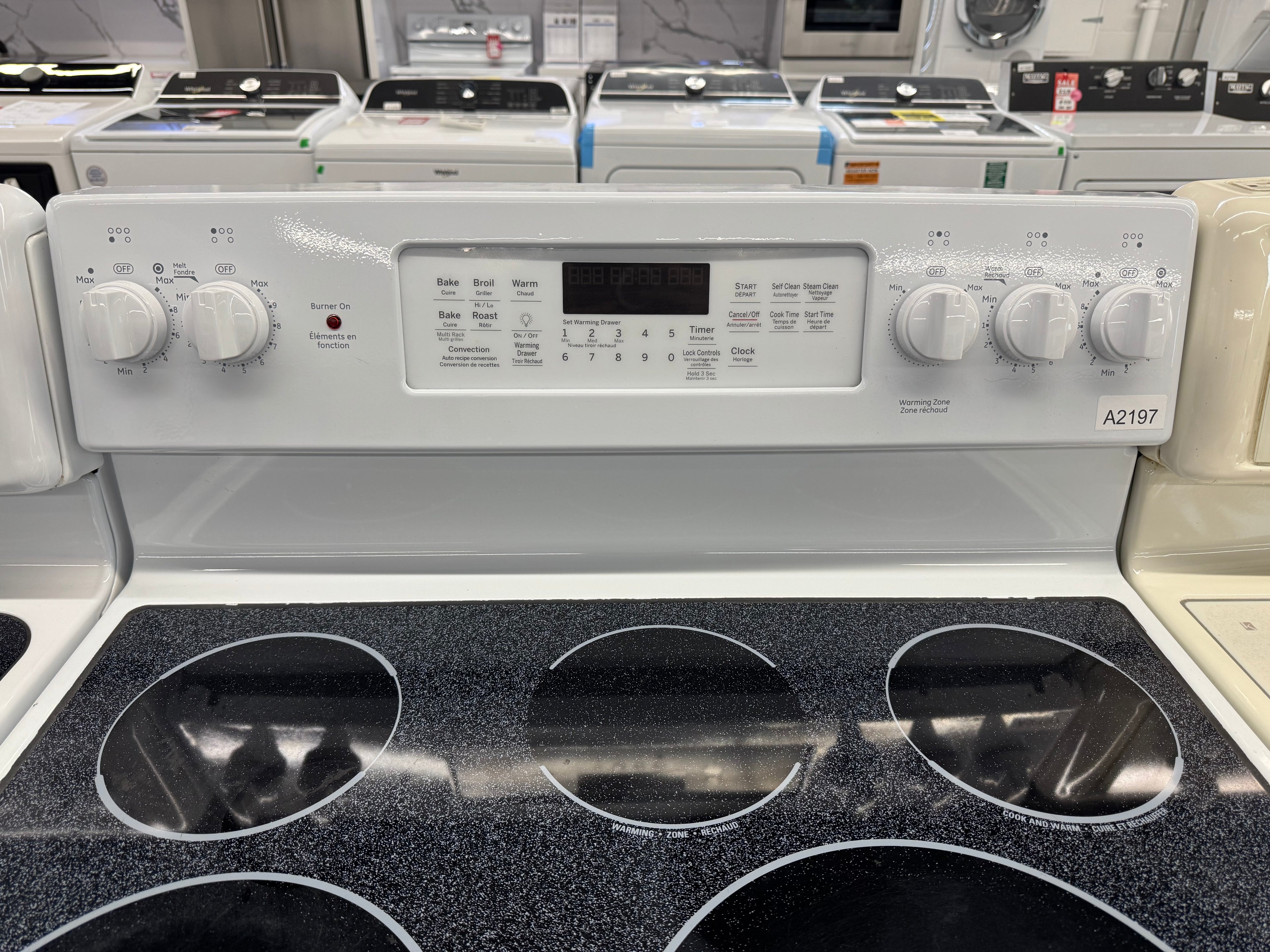 GE 30” Freestanding Glass Top Range - HCB860DK1WW