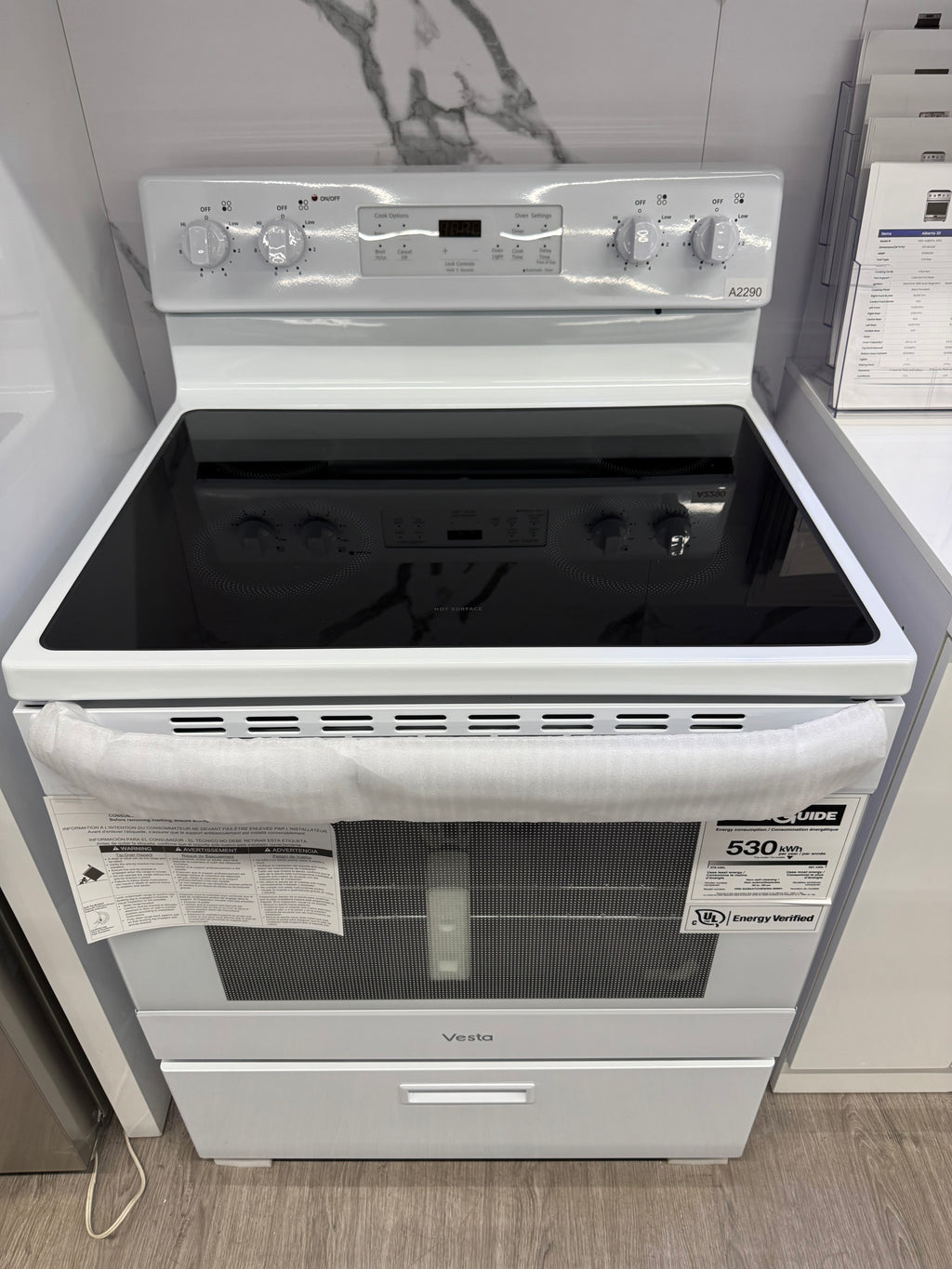 NEW - VESTA 30” Freestanding Glass Top Range - VRE-SASKATCHEWAN-30WH