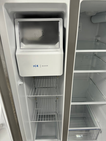 OPEN BOX - FRIGIDAIRE 33” SIDE BY SIDE FRIDGE WITH WATER DISPENSER AND ICE MAKER - FRSS2323ASB