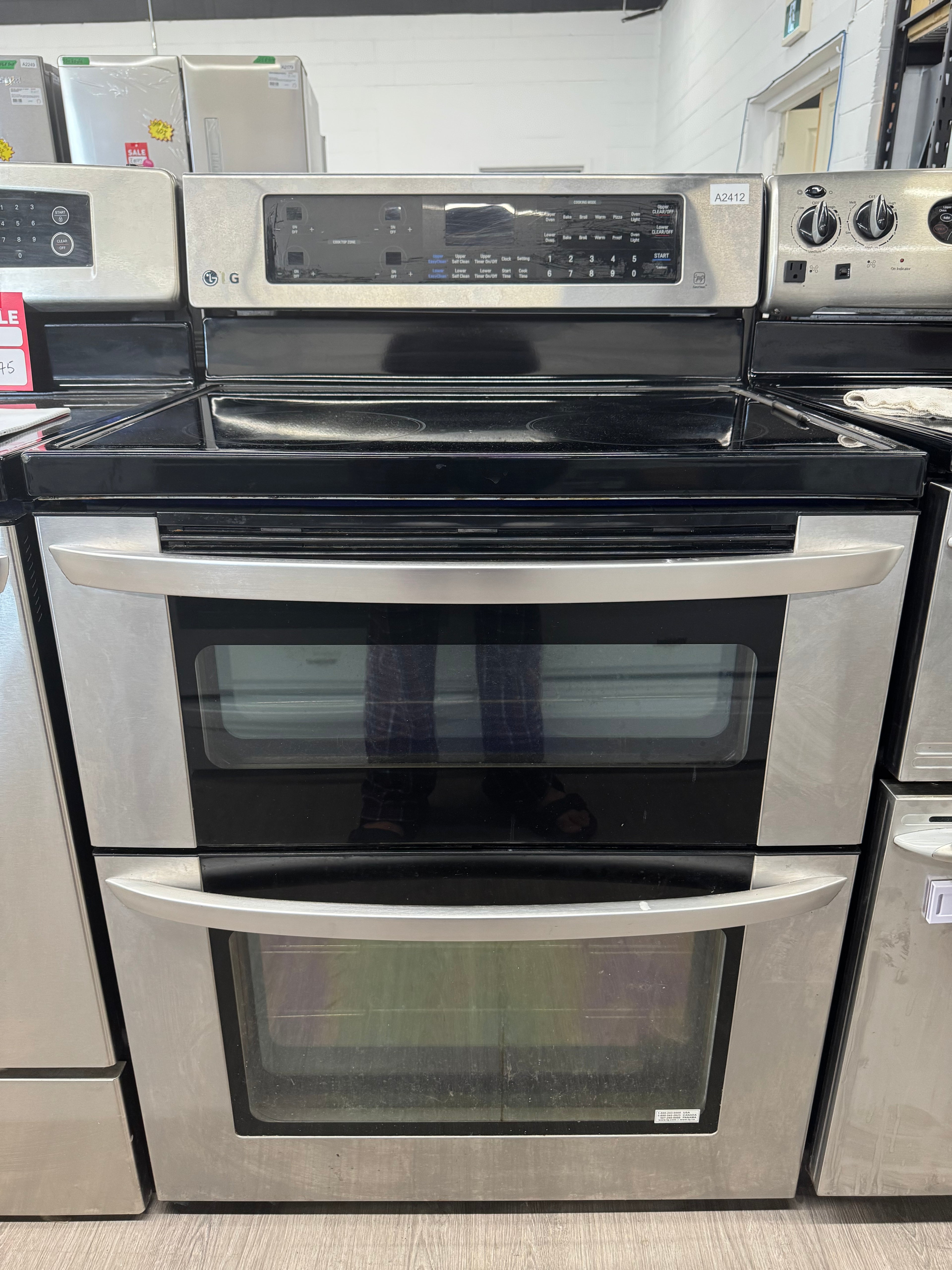LG 30” Freestanding Glass Top Double Oven Range - LDE3031ST