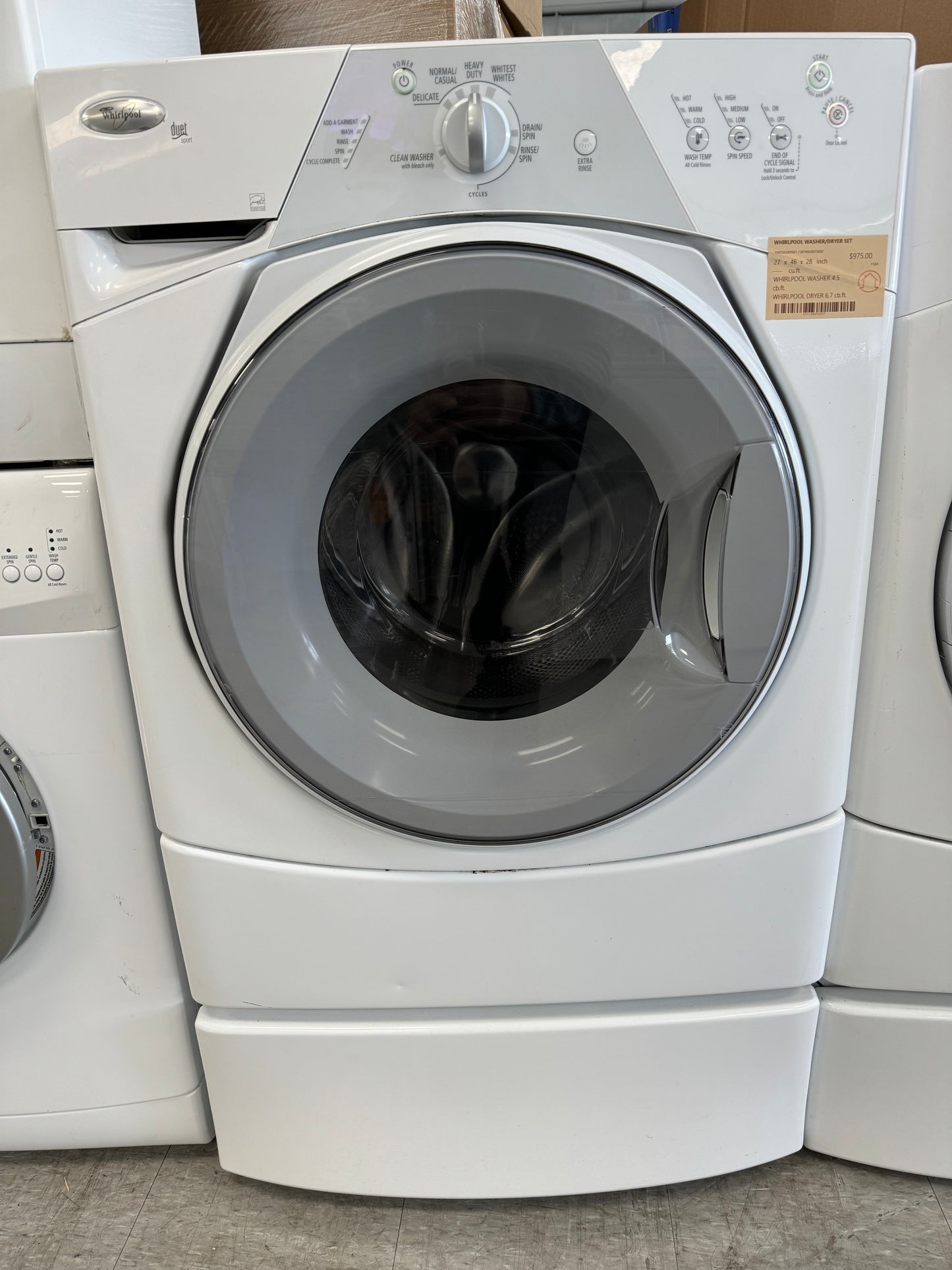 WHIRLPOOL 27” FRONT LOAD WASHER/DRYER SET