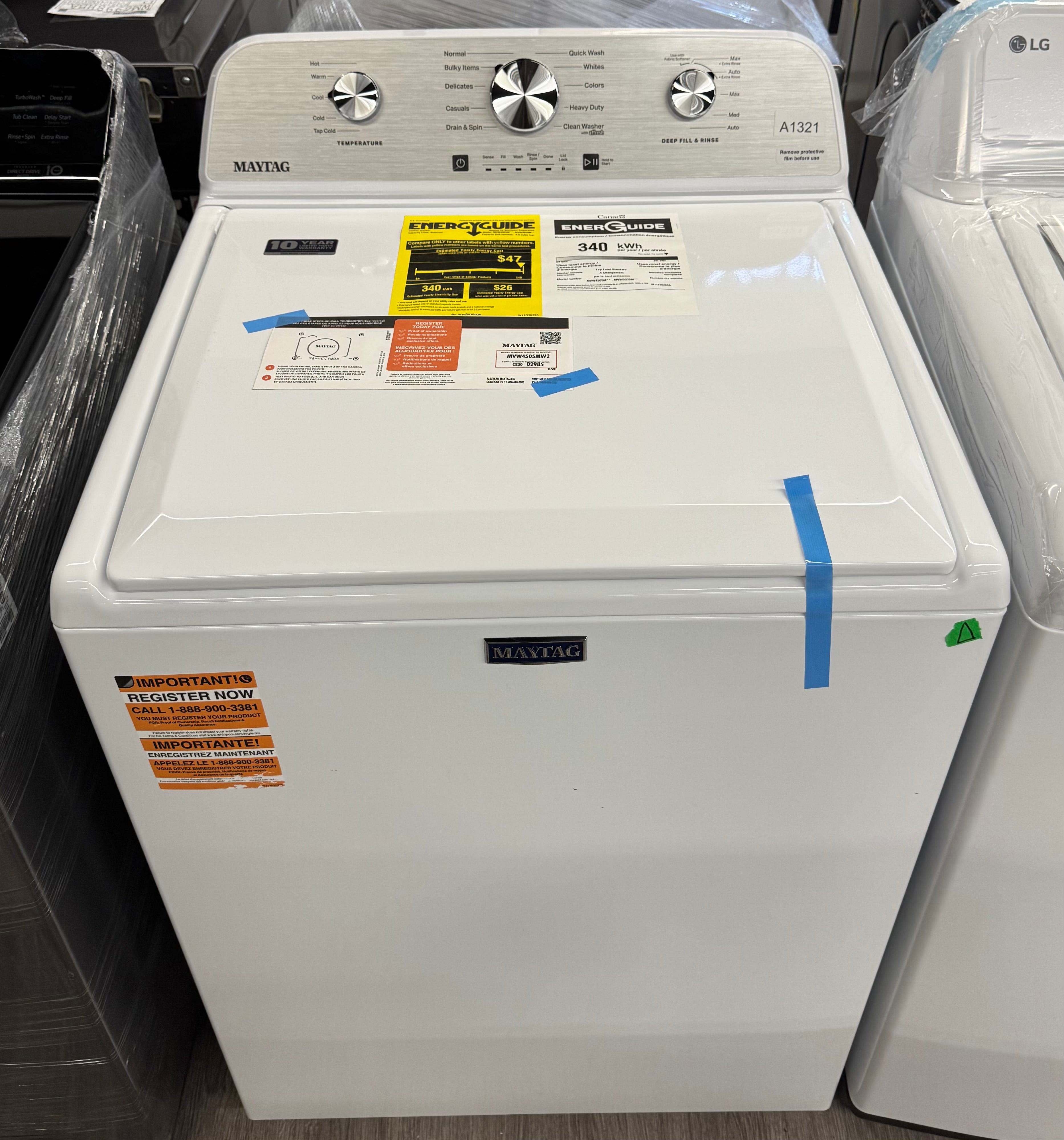OPEN BOX - Maytag 27” Top Load Washer - MVW4505MW2