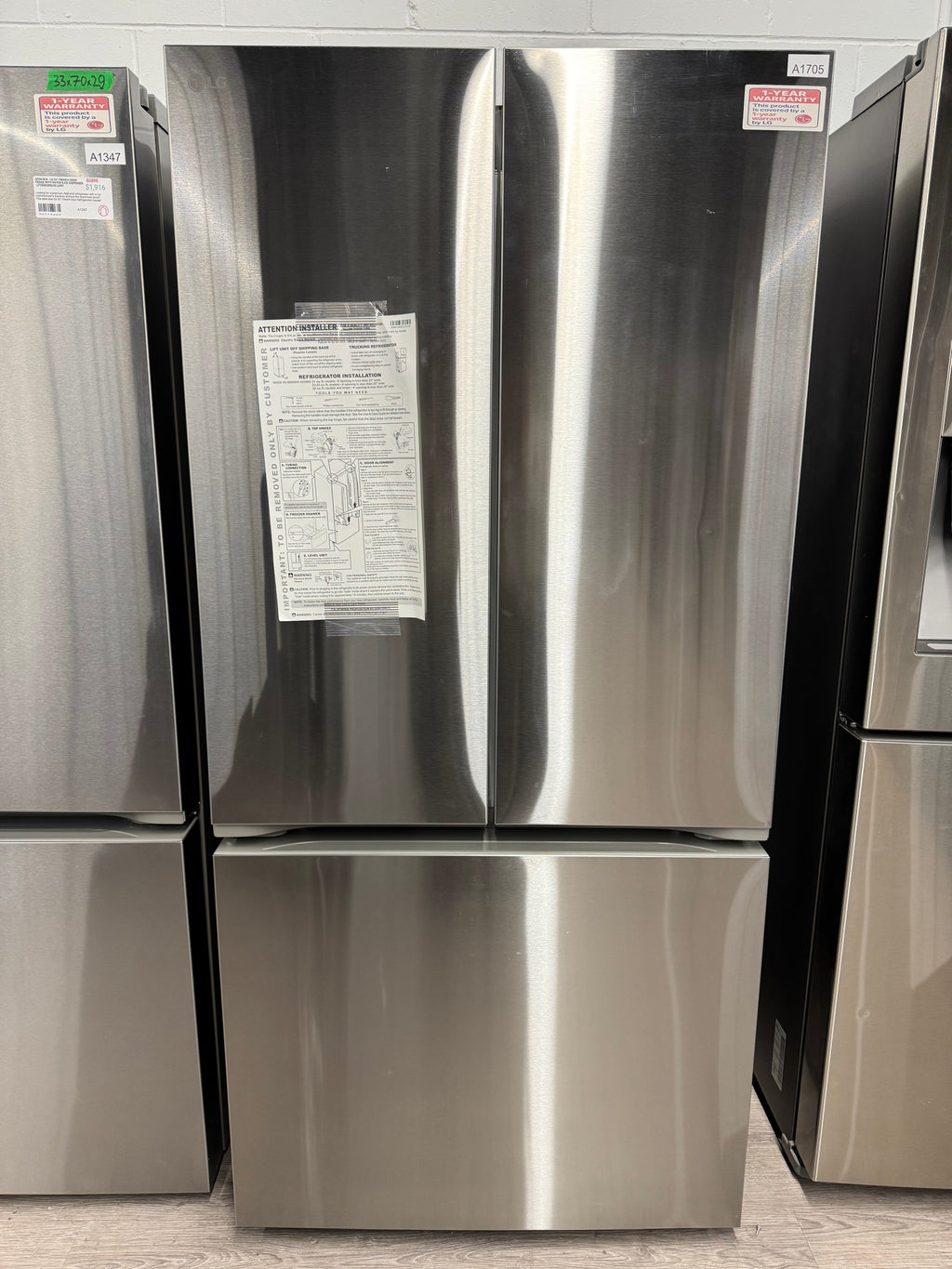 NEW - LG 33” Counter Depth French Door Refrigerator - LF21C6200S (1 YEAR MANUFACTURER WARRANTY)