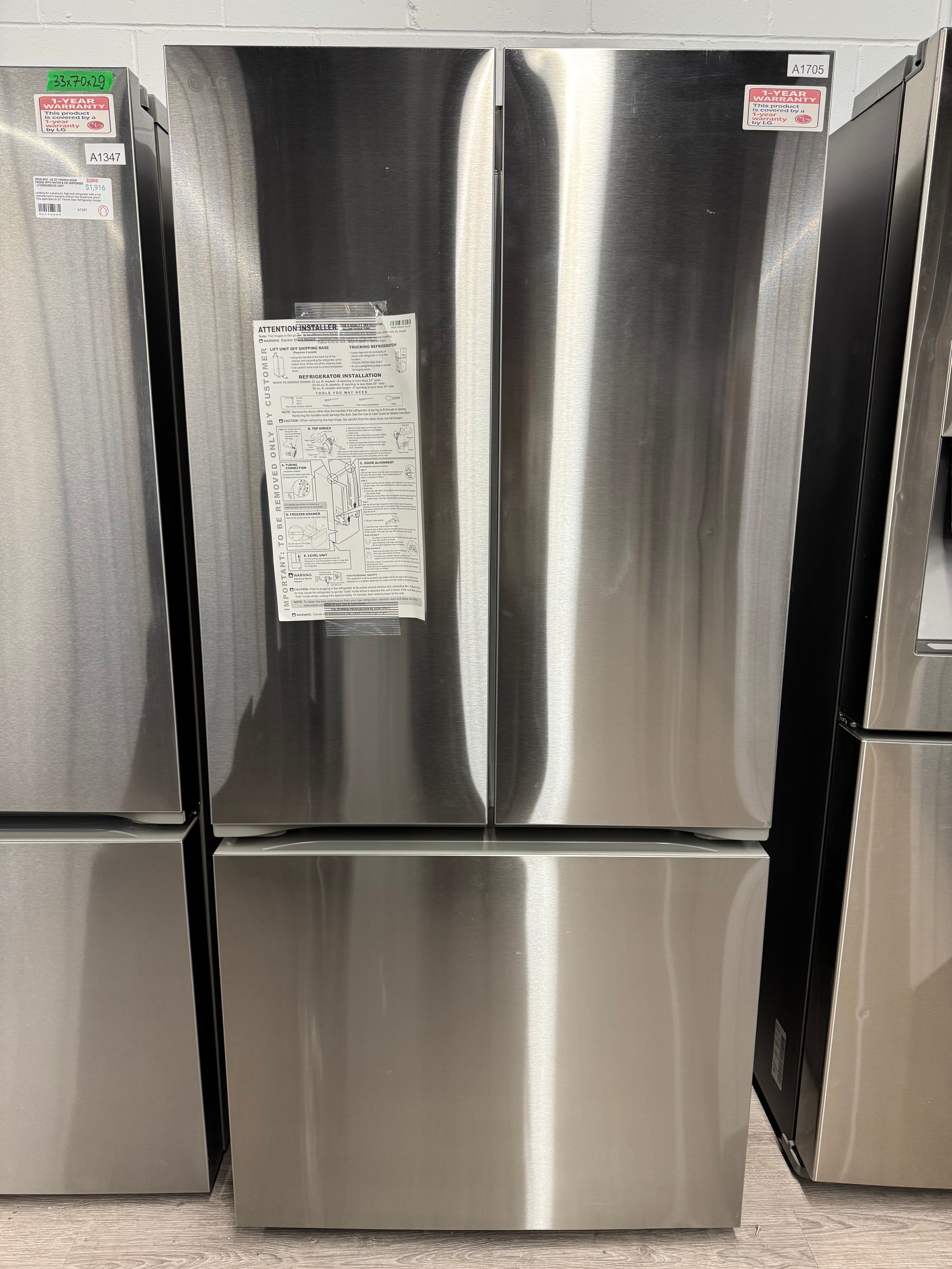 NEW - LG 33” Counter Depth French Door Refrigerator - LF21C6200S (1 YEAR MANUFACTURER WARRANTY)