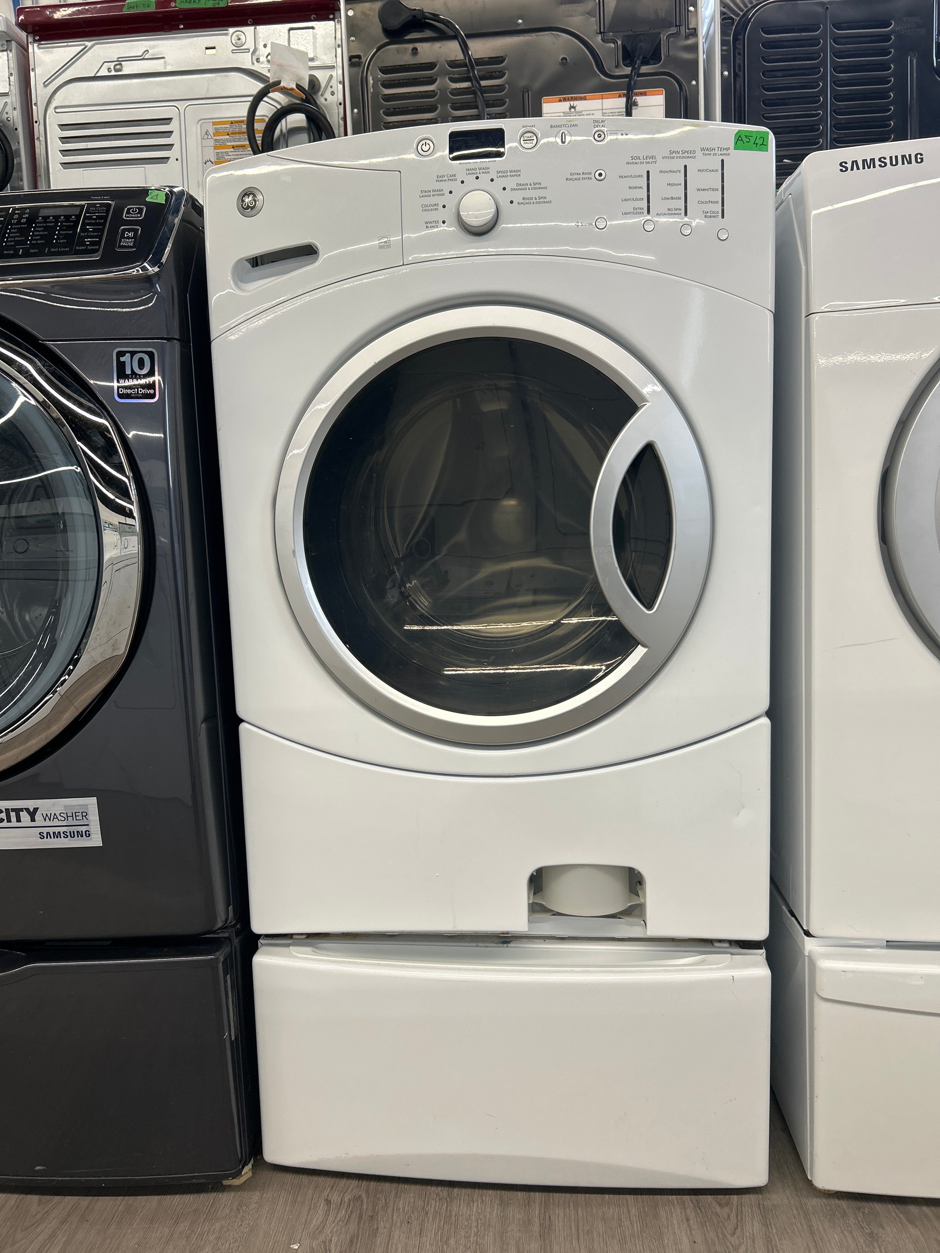 GE 27” Front Load Washer with Pedestal - GBVH5300K2WW