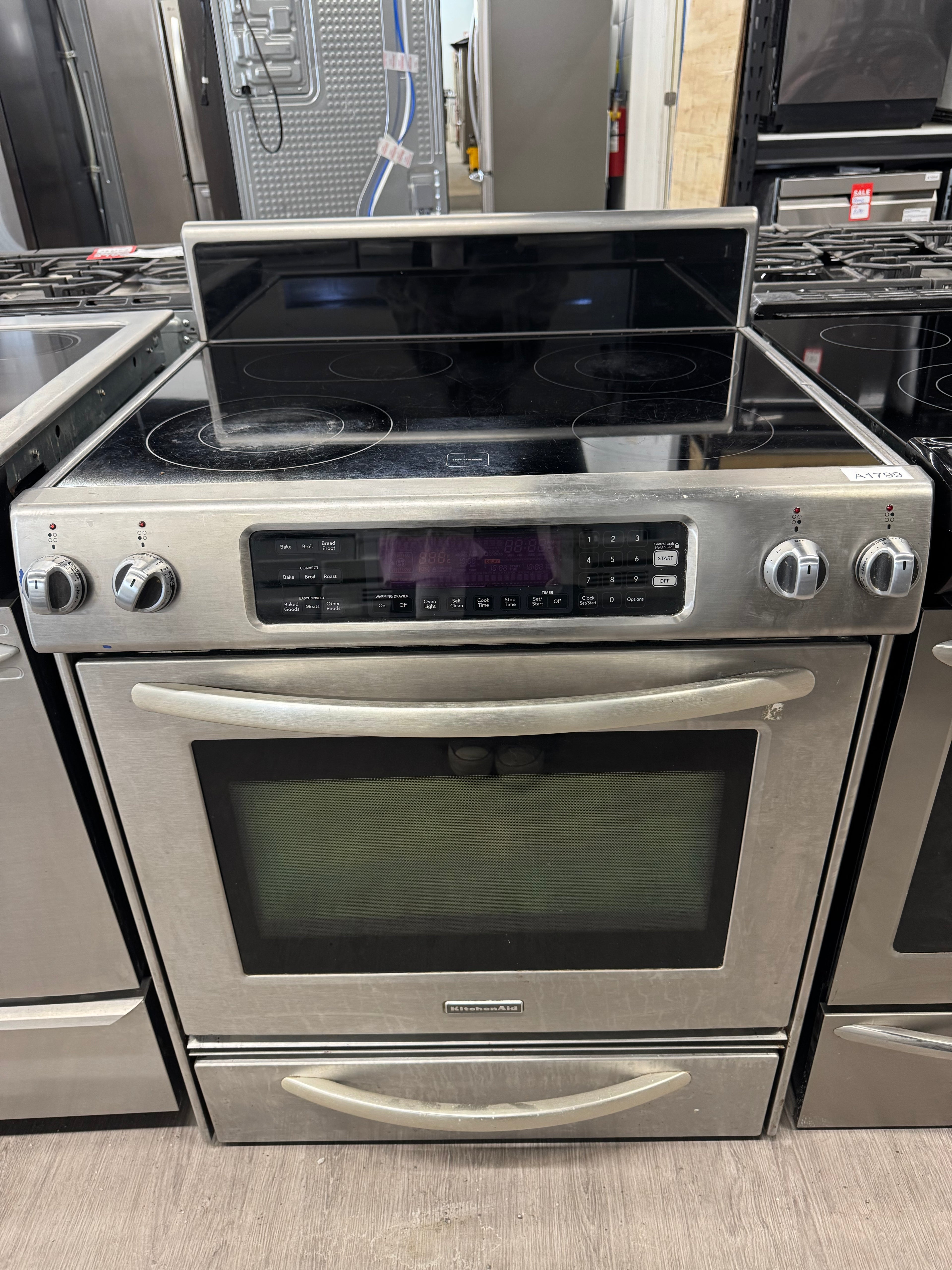 KitchenAid 30” Slide-in Glass Top Range- YKERS807SS