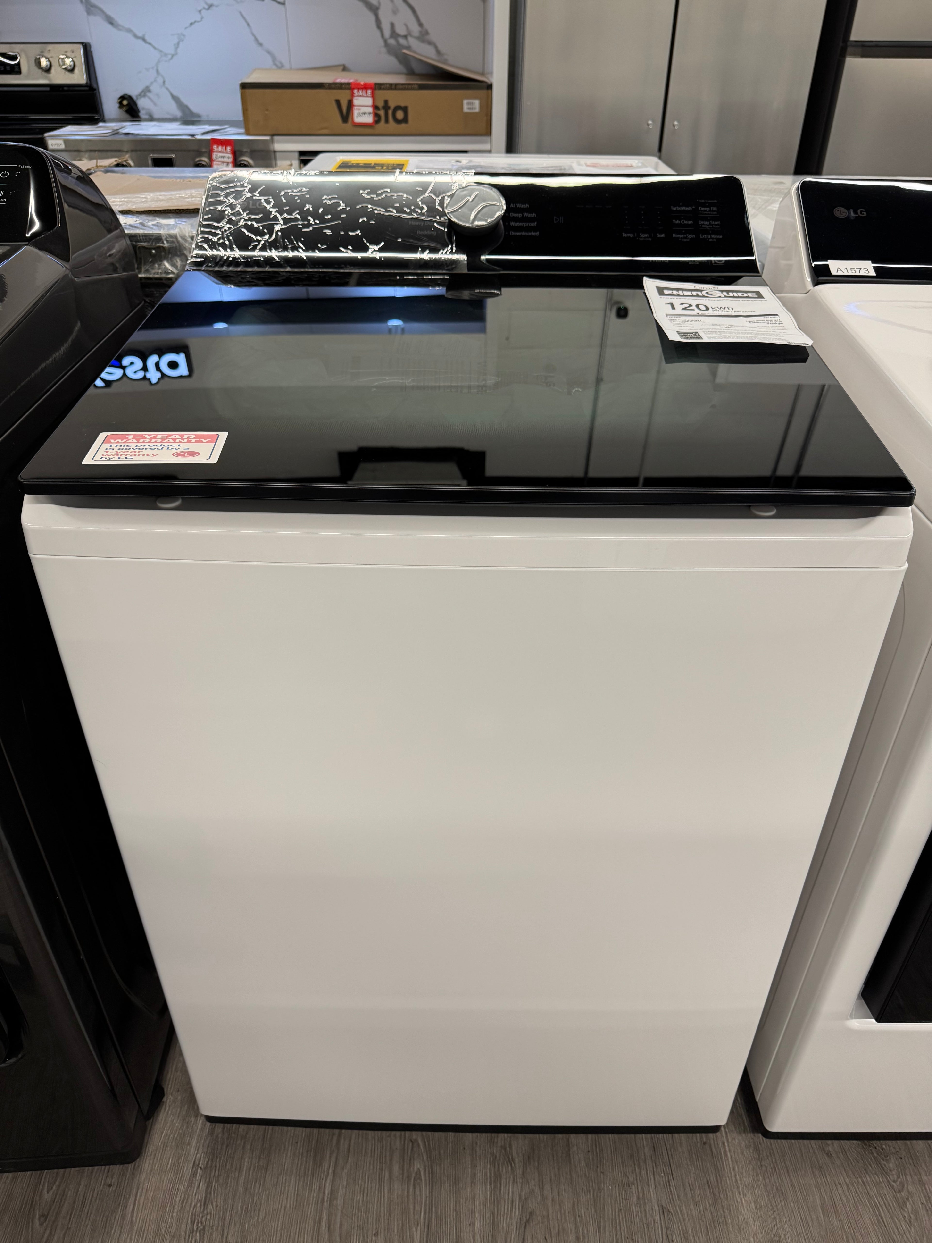 NEW - LG 27” Top Load Washer & Front Load Dryer (WT8400CW & DLE8400WE) 1 YEAR MANUFACTURER WARRANTY