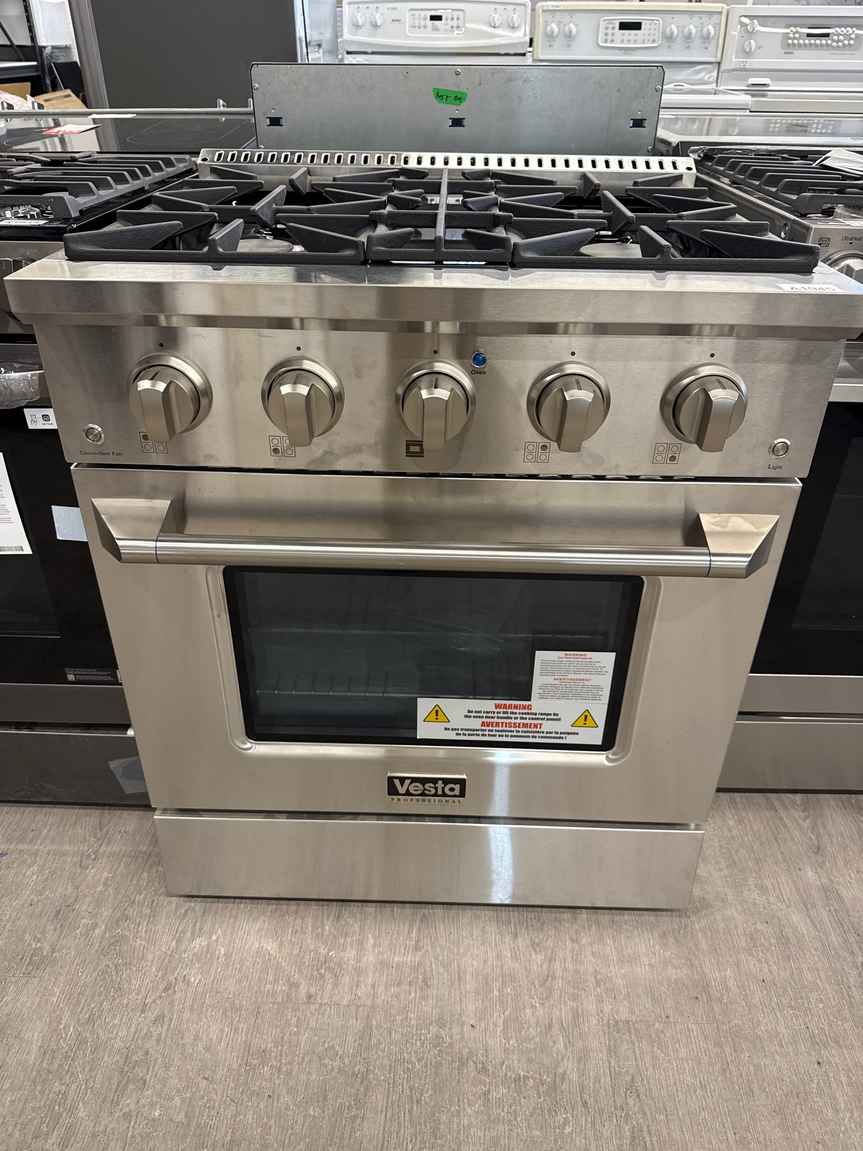 NEW - Vesta Slide-In Gas Stove - VRG-G102-30SS (2 YEARS MANUFACTURER WARRANTY)