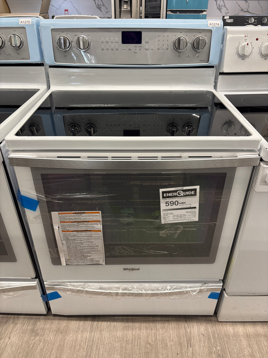 OPEN BOX - Whirlpool 30” Freestanding Glass Top Electric Range - YWFE75H0FH6