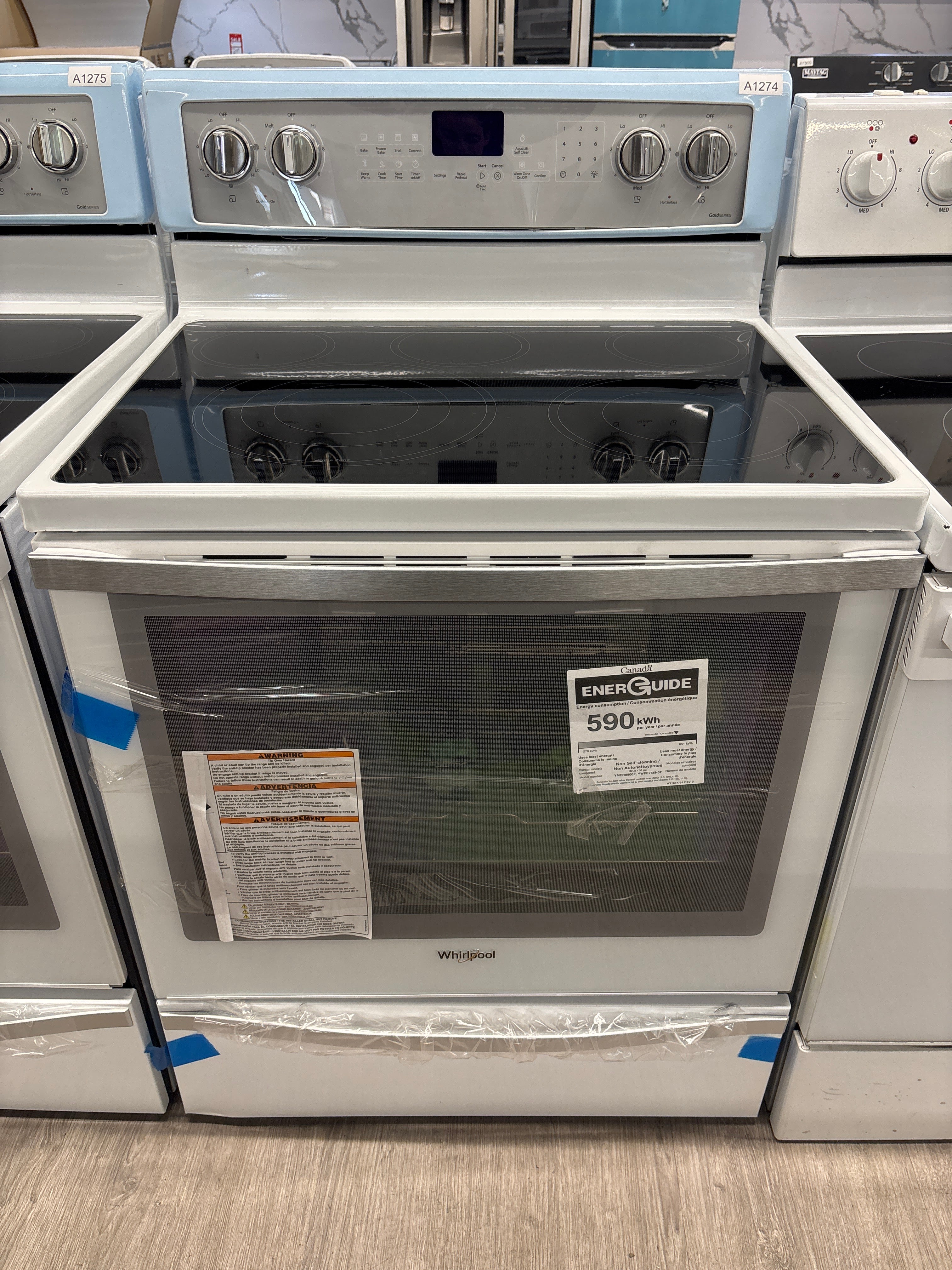 OPEN BOX - Whirlpool 30” Freestanding Glass Top Electric Range - YWFE75H0FH6