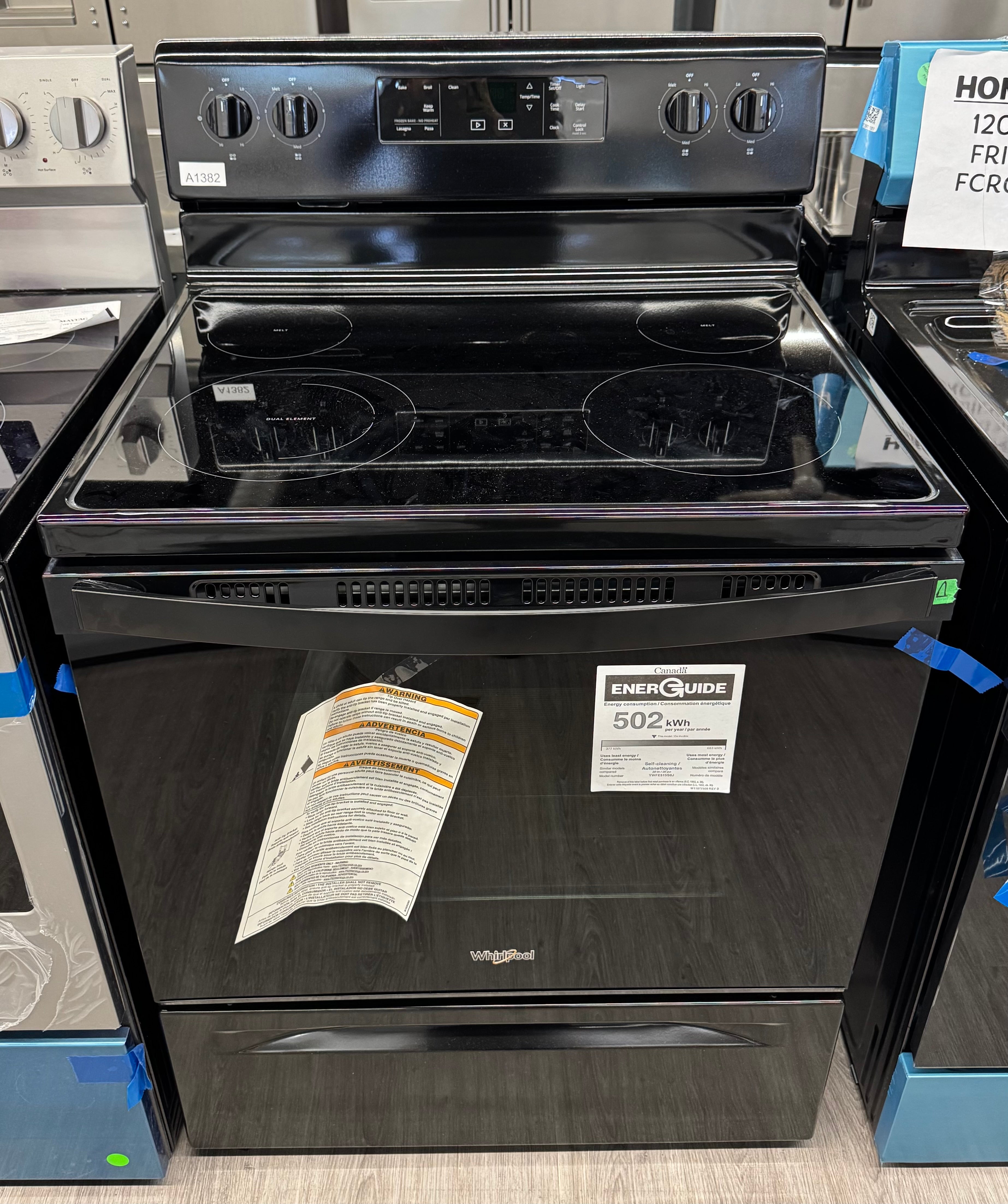 OPEN BOX - Whirlpool 30” Freestanding Glass Top Range - YWFE515S0JB4