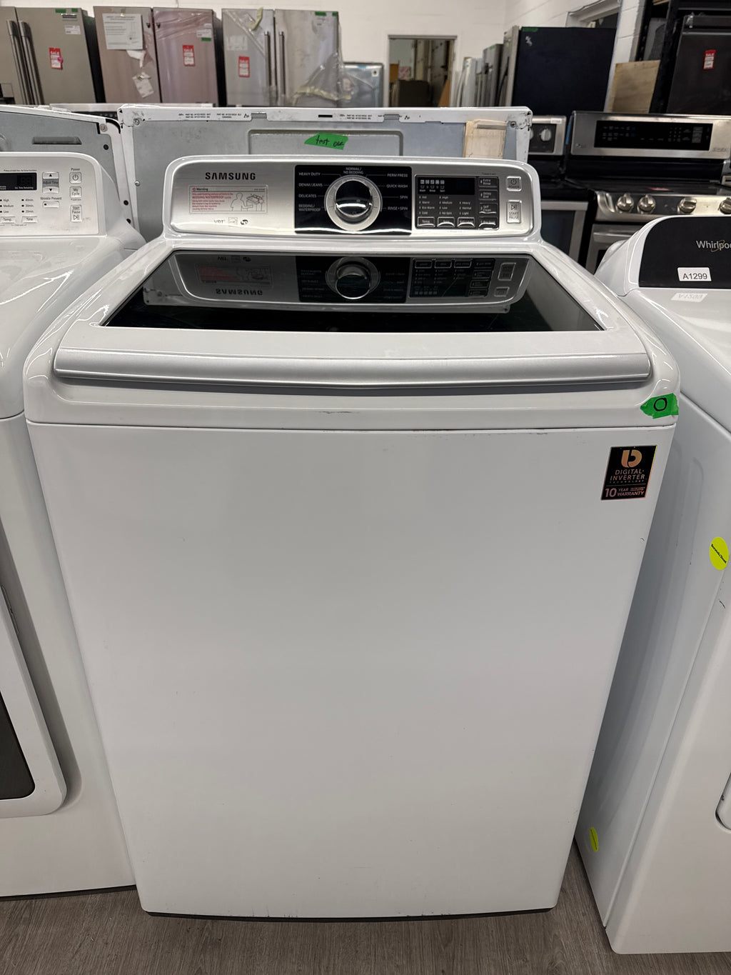 SAMSUNG 27” Top Load Washer (WA45H7000AW) and Front Load Dryer (DV422EWHDWR)