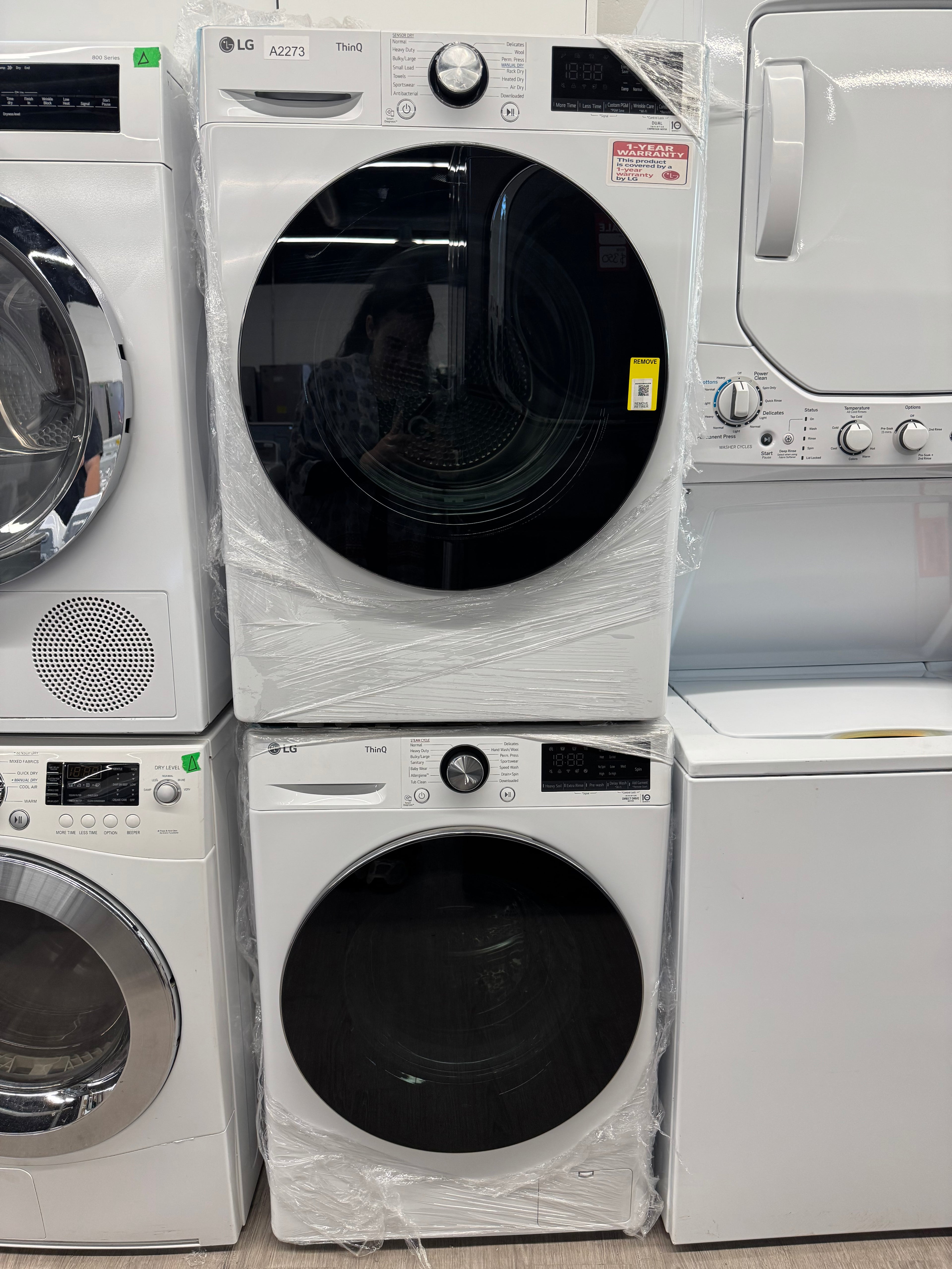 NEW - LG 24" Front Load Washer & Ventless Dryer Set (WM1455HWA & DLHC1455W) 1 YEAR MANUFACTURER WARRANTY