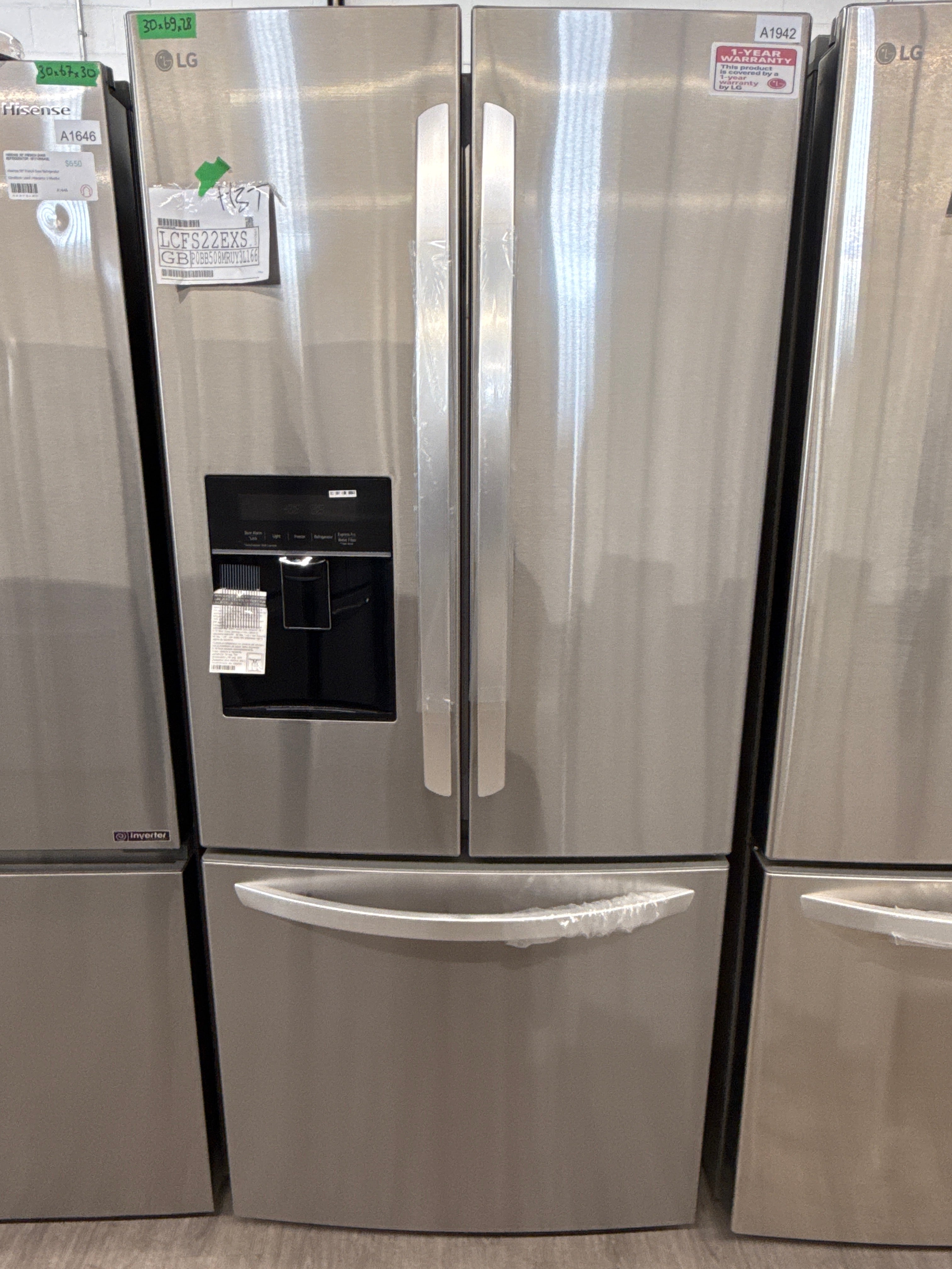 NEW - LG 30” French Door with Water Dispenser - LCFS22EXS (1 YEAR MANUFACTURER WARRANTY)