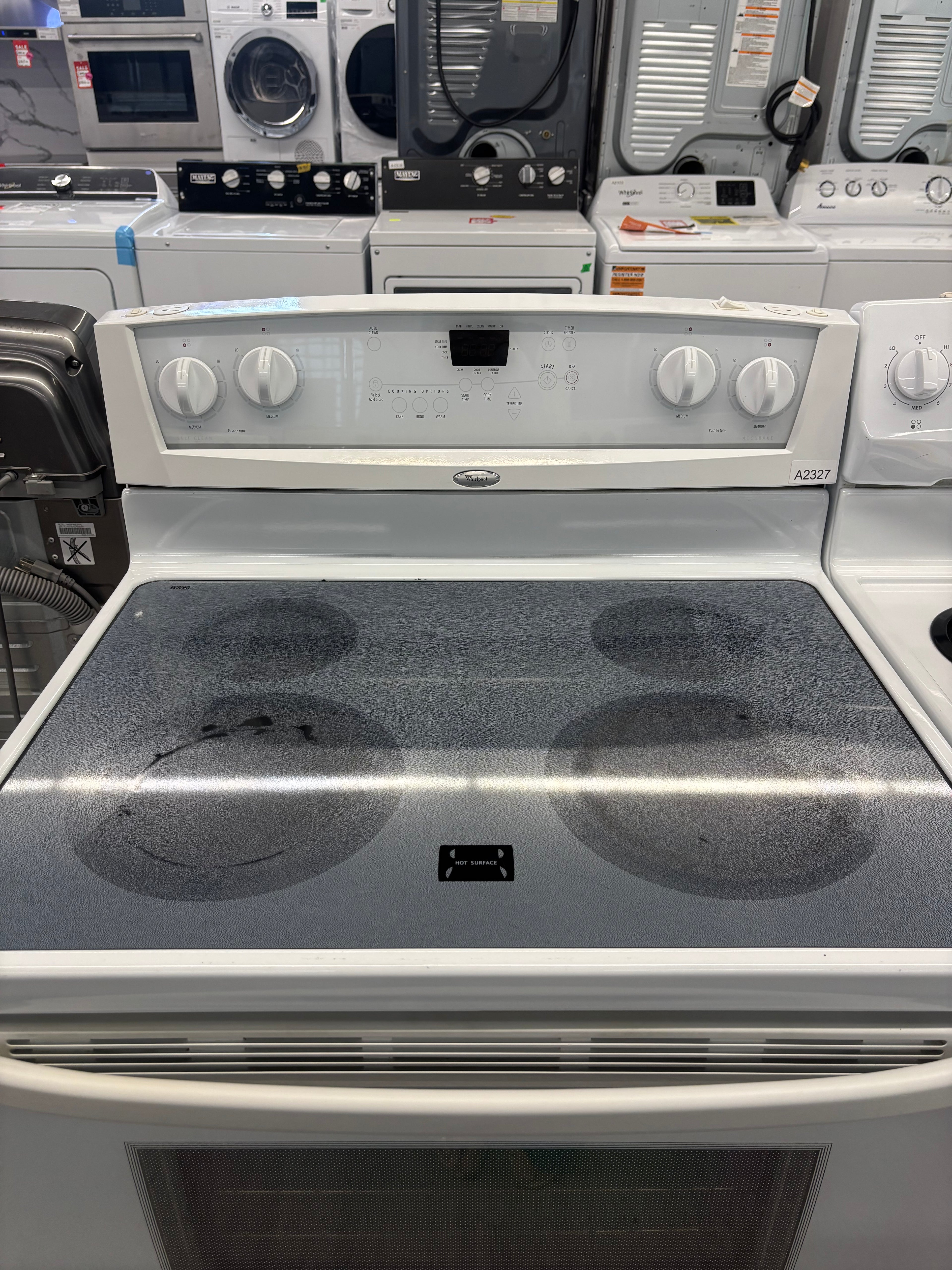Whirlpool 30” Freestanding Glass Top Range - WERP4110PQ