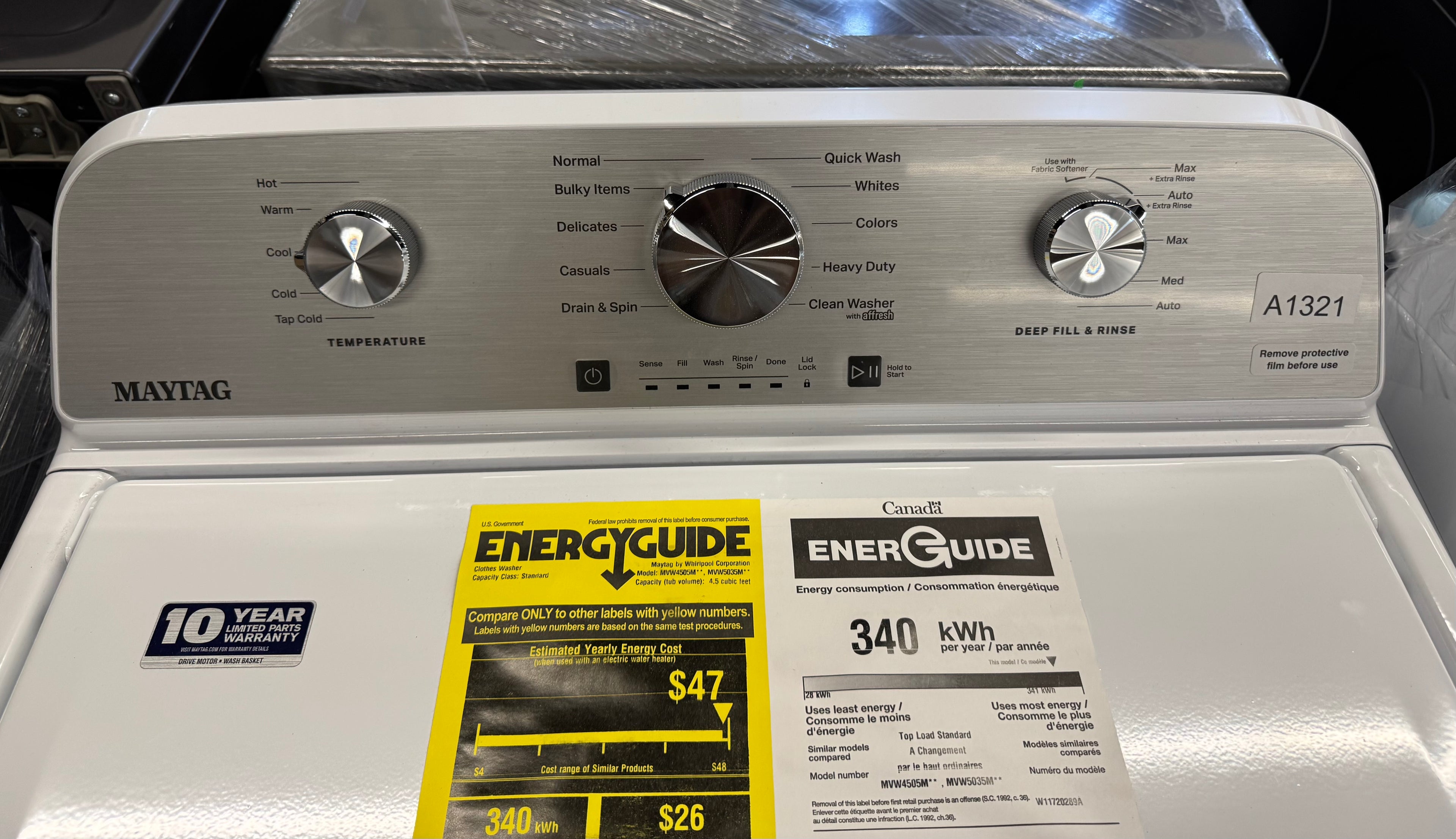 OPEN BOX - Maytag 27” Top Load Washer - MVW4505MW2