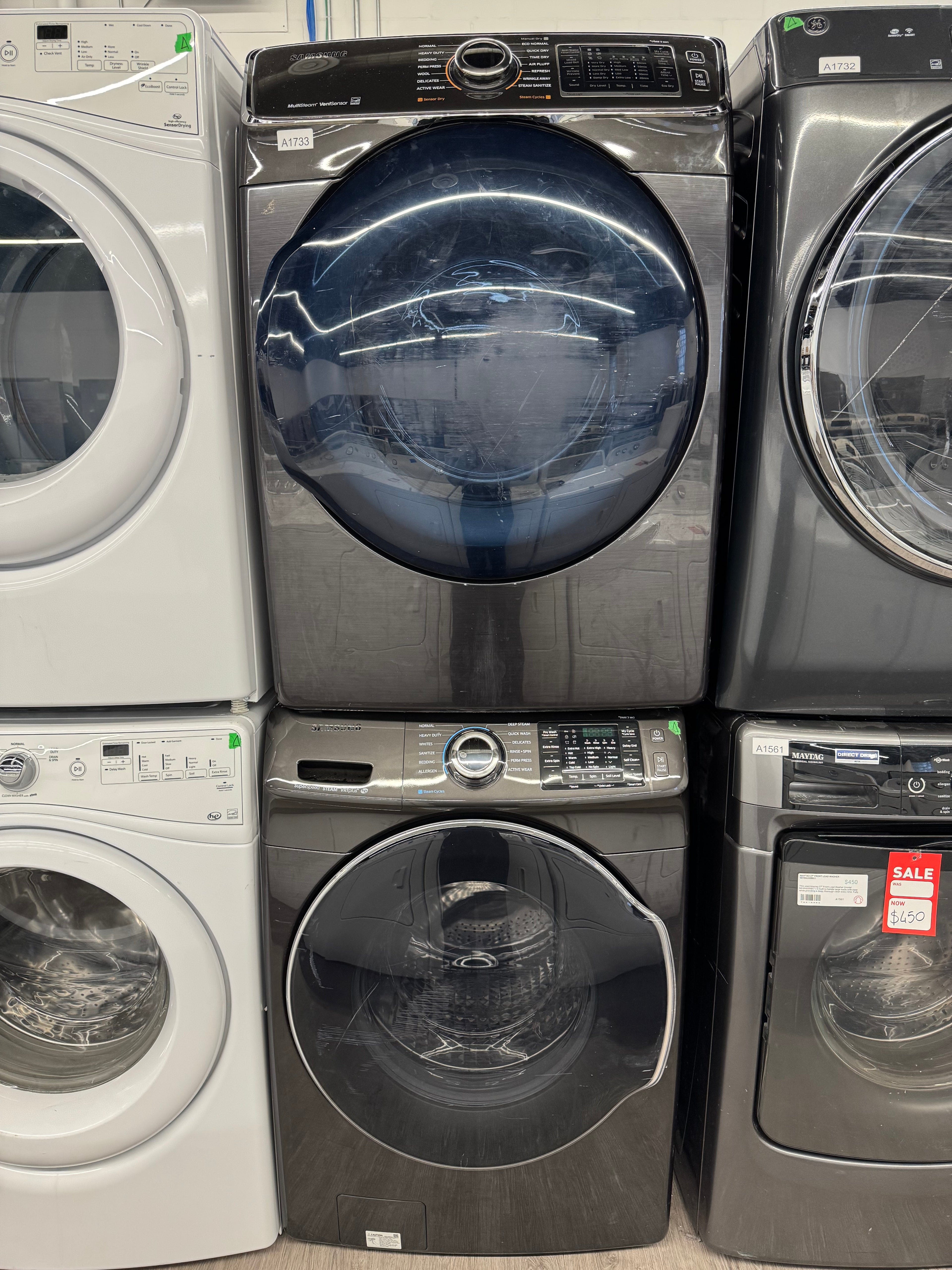 Samsung 27” Front Load Washer & Dryer Set (WF45N6300AV & DV45K6500EV)