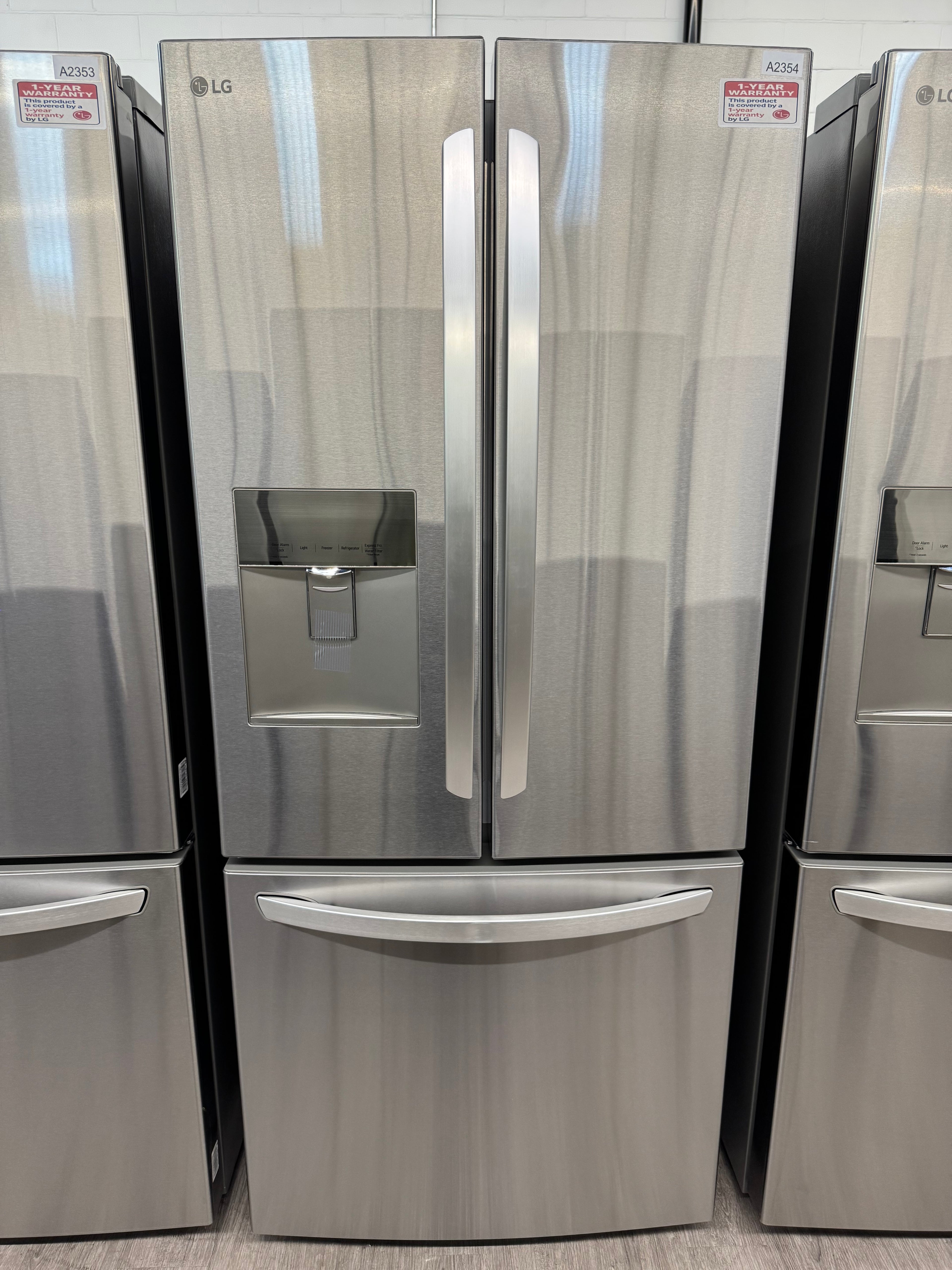NEW - LG 30” French Door Refrigerator with Water Dispenser - LRFWS2200S (1 YEAR MANUFACTURER WARRANTY)
