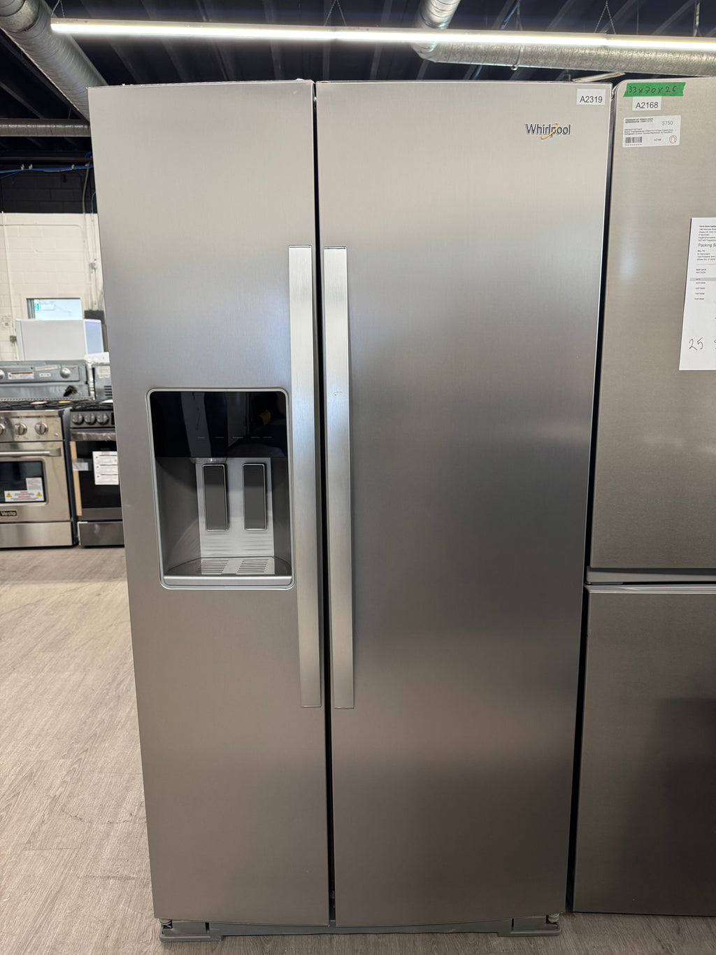 OPEN BOX - Whirlpool 36” Side by Side Fridge with Water& Ice Dispenser - WRSF5736RZ/00