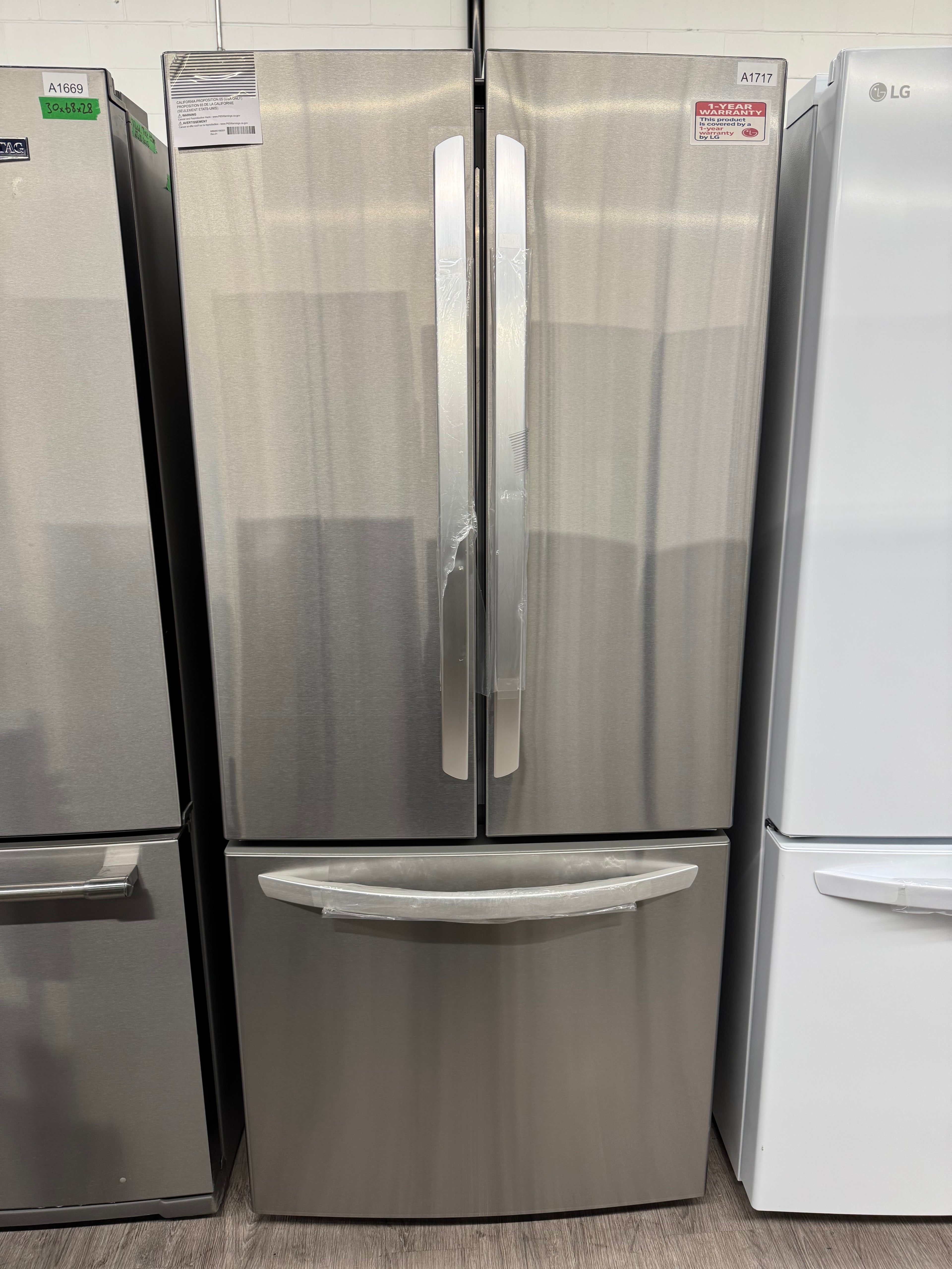 NEW - LG 30” French Door Refrigerator - LRFNS2200S (1 YEAR MANUFACTURER WARRANTY)