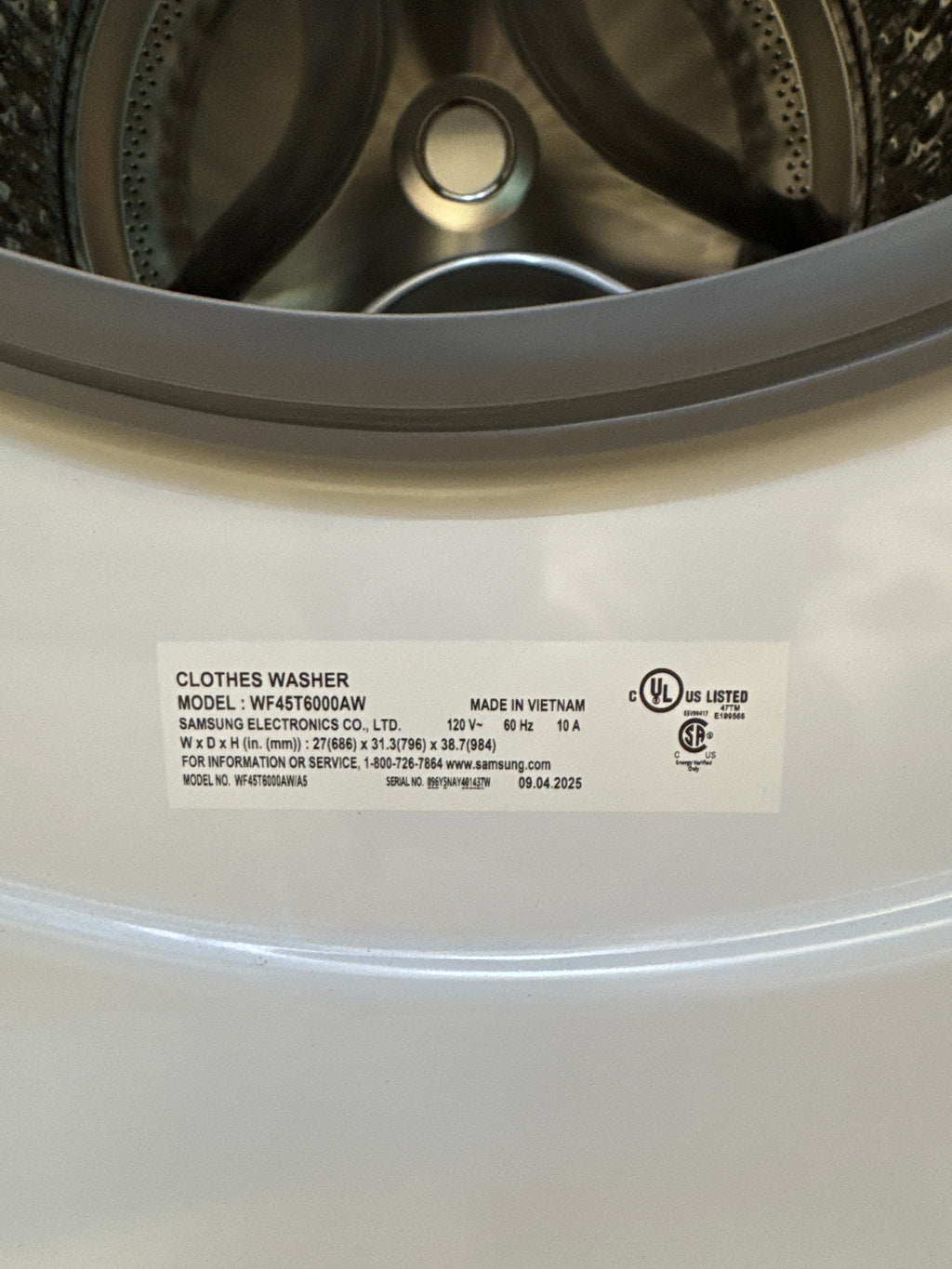 OPEN BOX - Samsung 27” Front Load Washer - WF45T6000AW