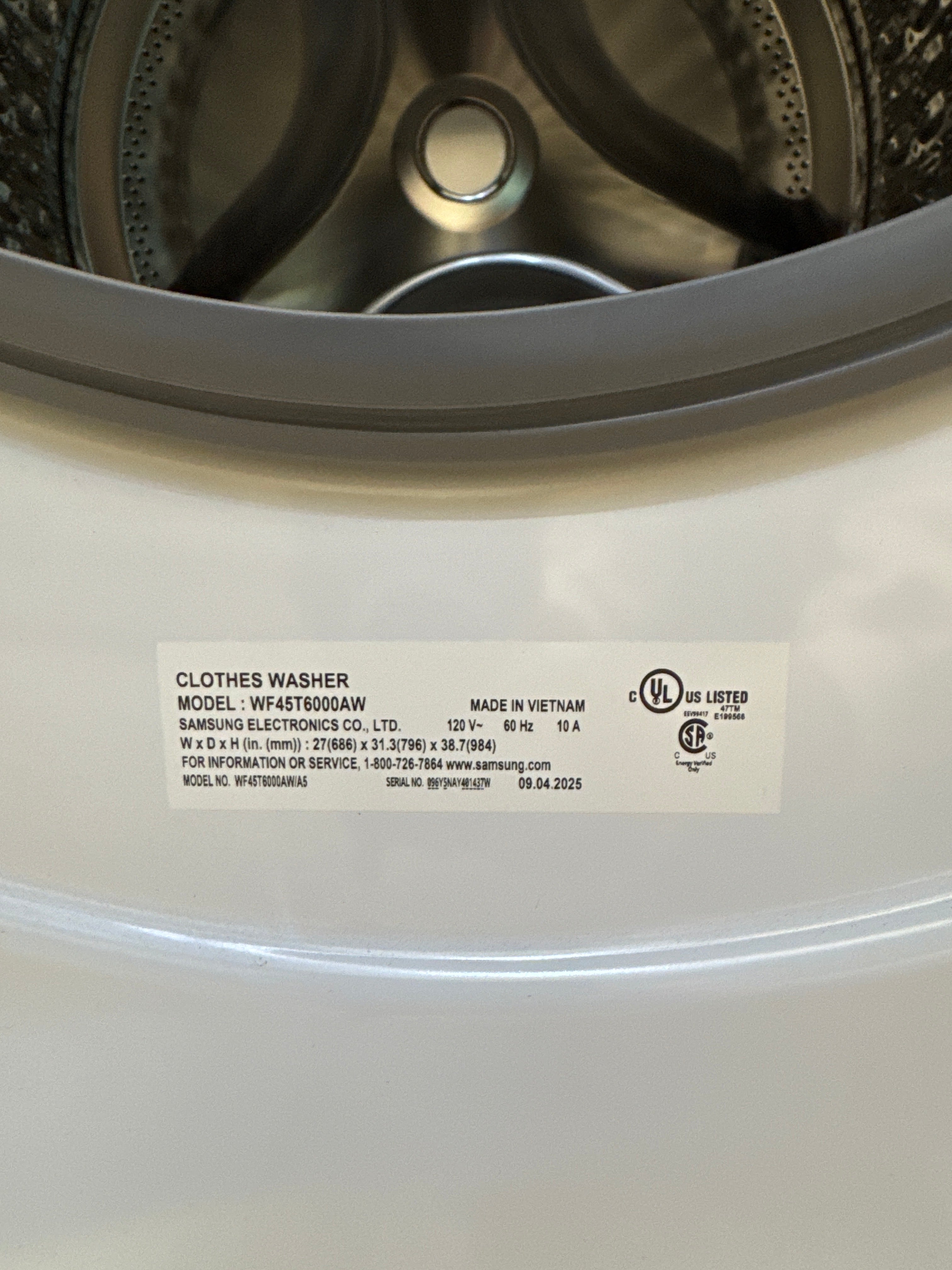 OPEN BOX - Samsung 27” Front Load Washer - WF45T6000AW