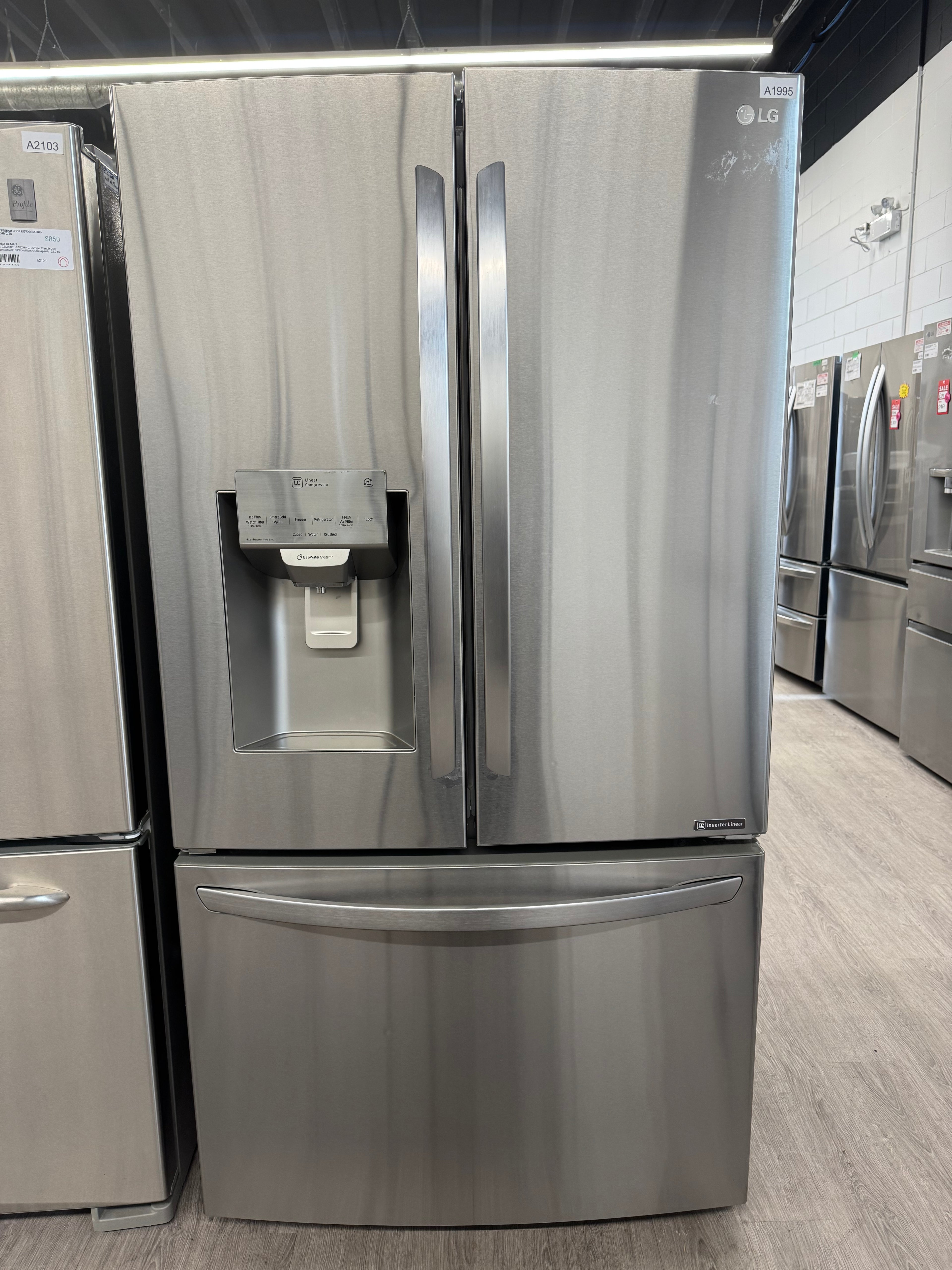 LG 36” French Door Refrigerator with Water & Ice Dispenser