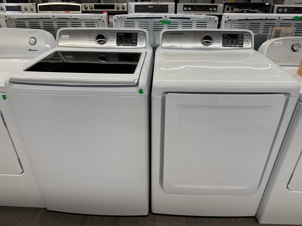Samsung 27” Top Load Washer & Front Load Dryer (WA45H7000AW/A2 & DV45H7000EW/AC)