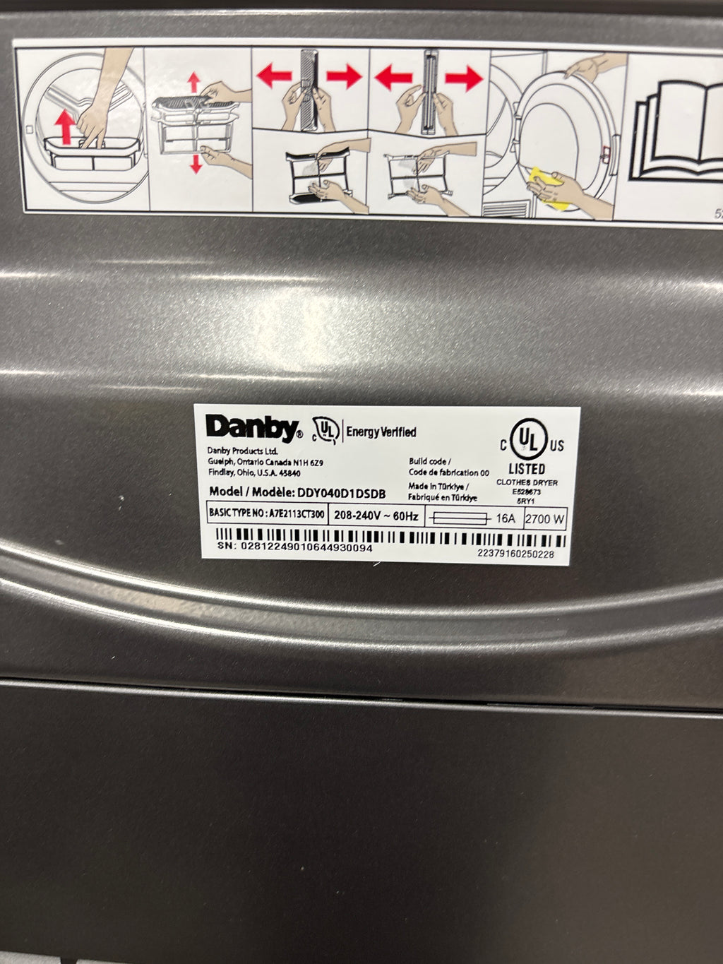OPEN BOX - Danby 24” Front Load Dryer - DDY040D1DSDB