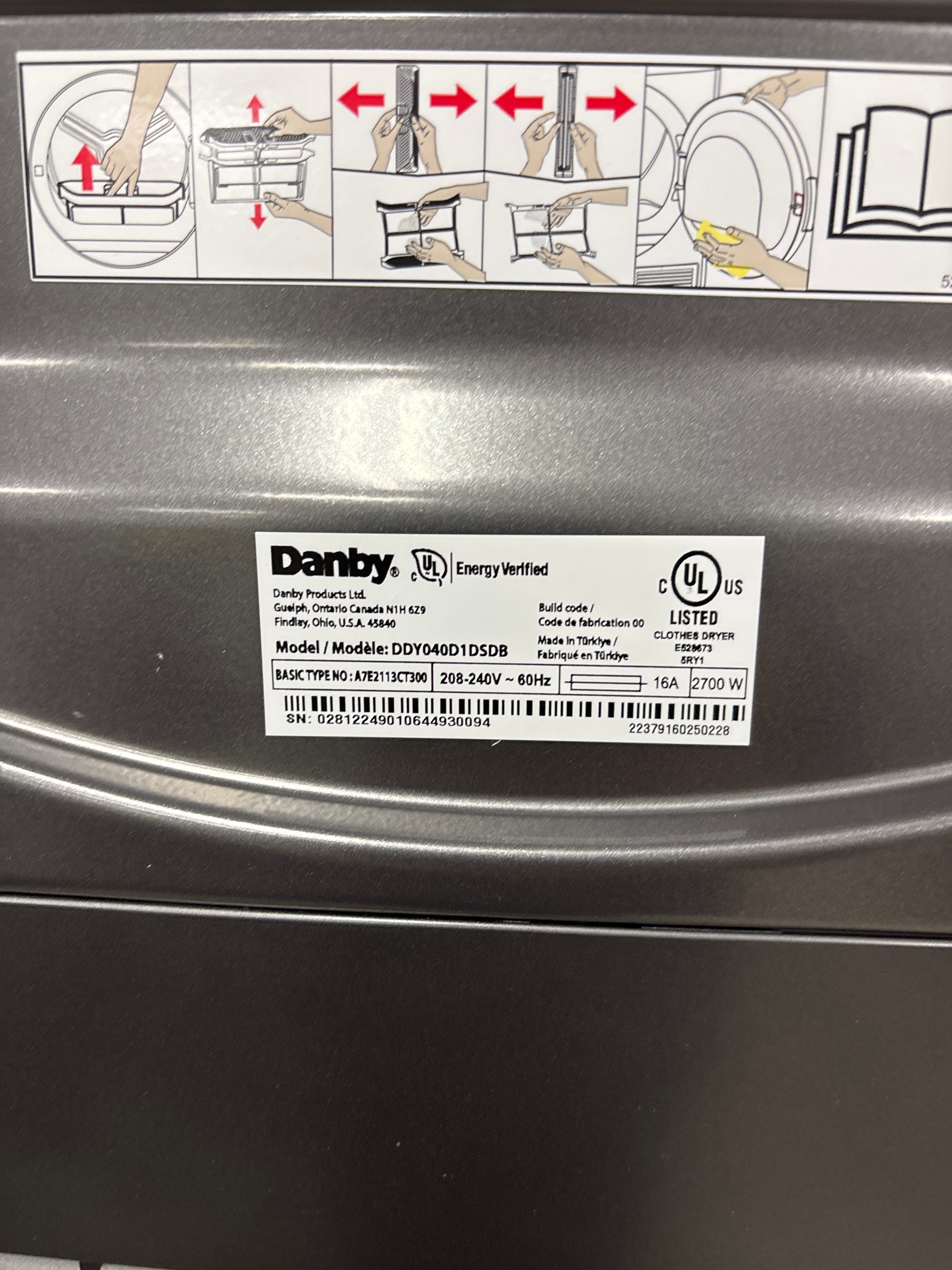 OPEN BOX - Danby 24” Front Load Dryer - DDY040D1DSDB