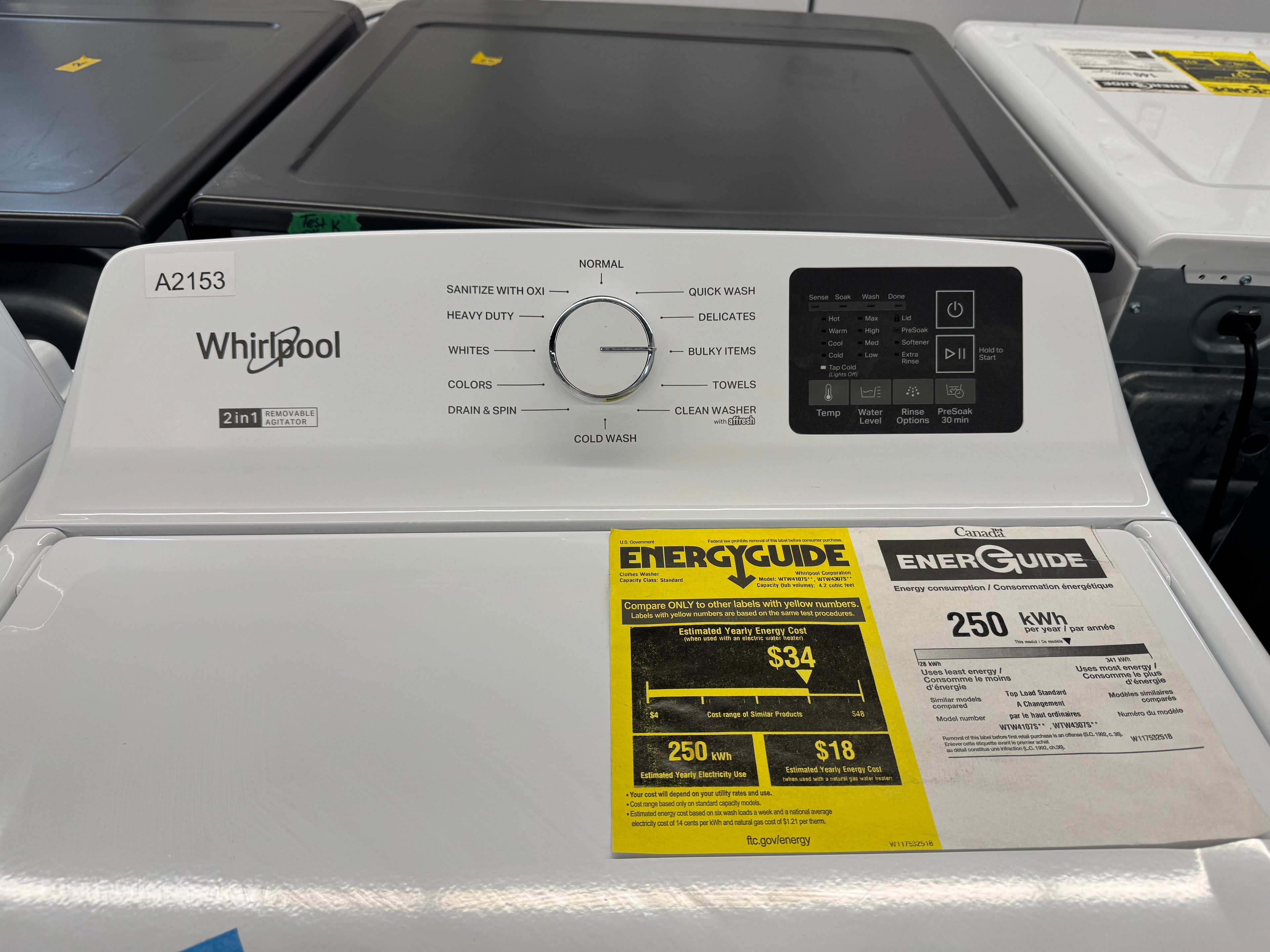 OPEN-BOX - Whirlpool 27” Top Load Washer - WTW4107SW0