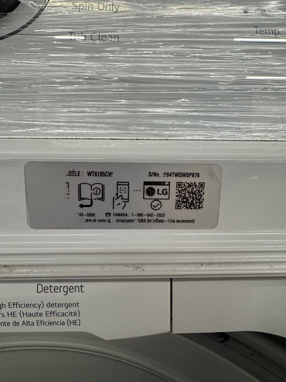 LG WT6105CW white top load washer Ottawa - image 5