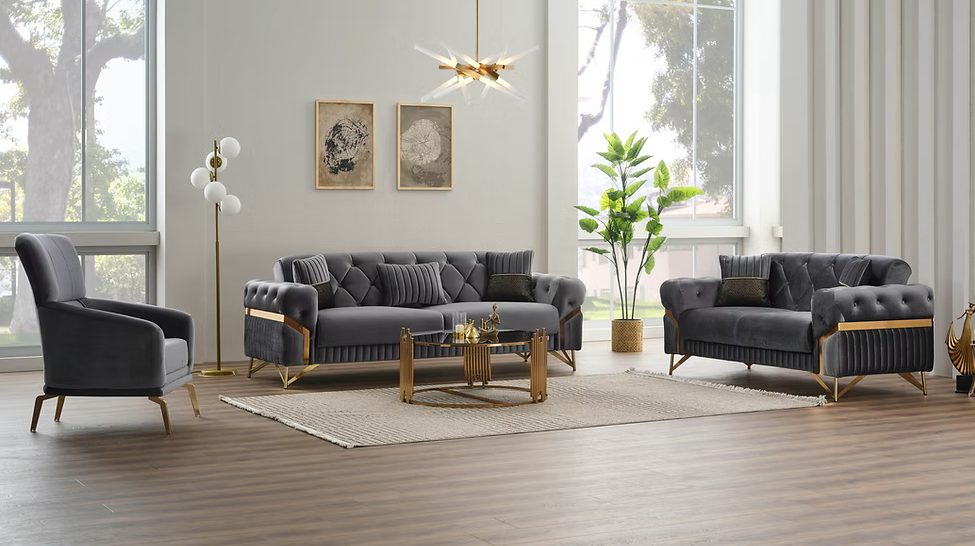 Marbella Dark Gray Living Room Set