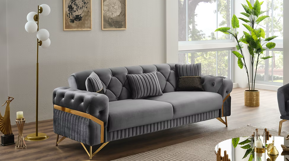 Marbella Dark Gray Living Room Set