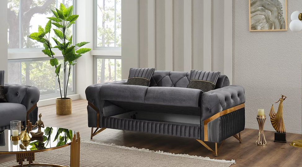 Marbella Dark Gray Living Room Set