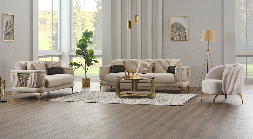 Loft Deluxe Beige Living Room Set
