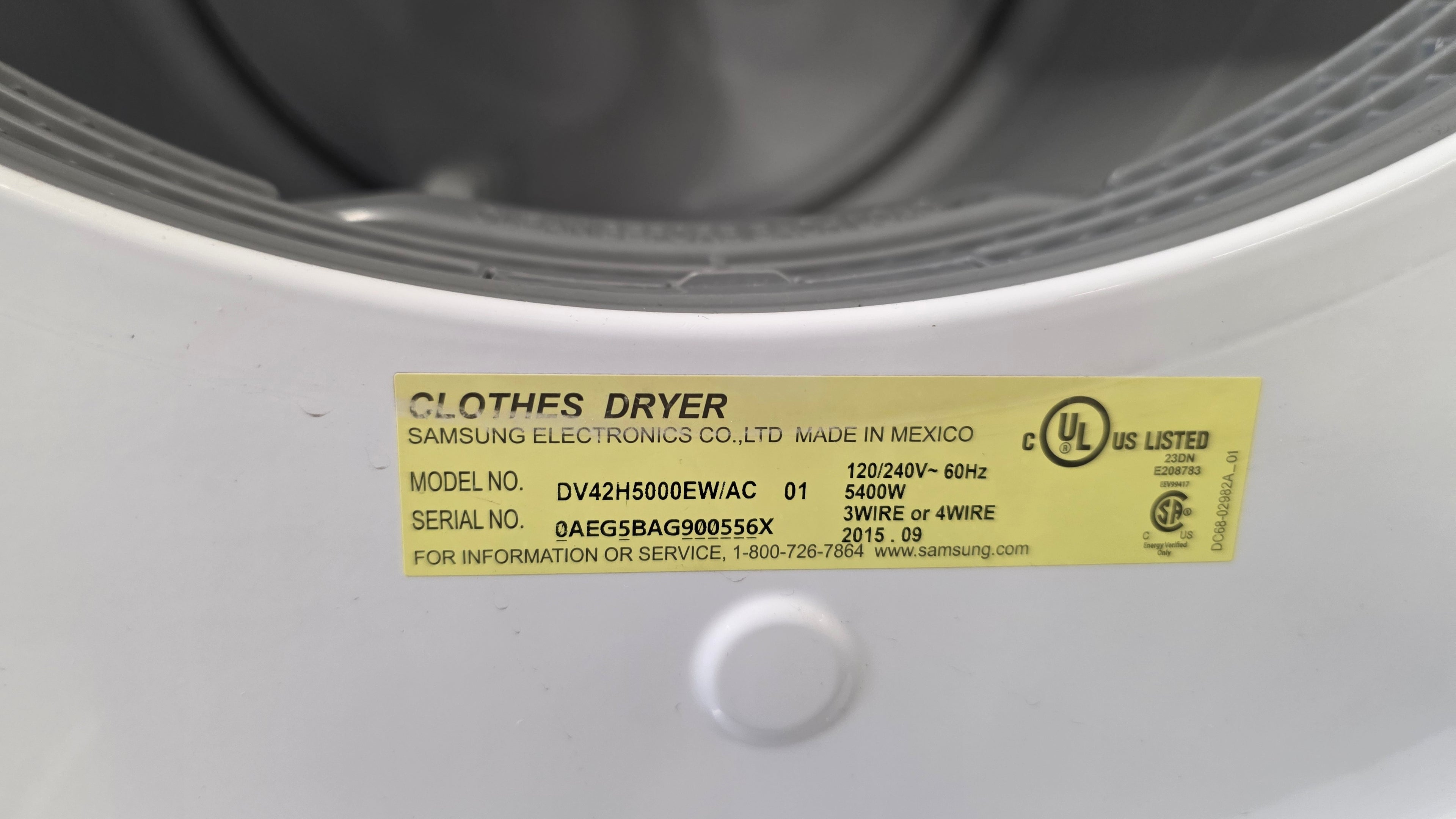 Samsung 27" Front Load Dryer- DV42H5000EW/AC 01