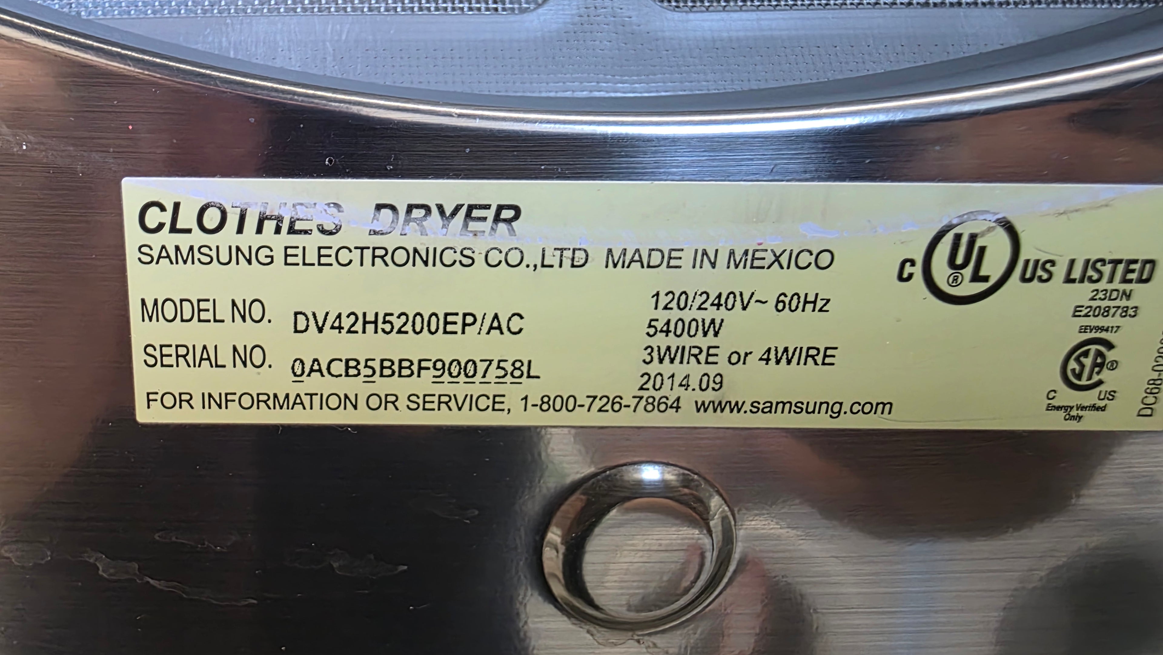 Samsung 27" Front Load Dryer- DV42H5200EP/AC