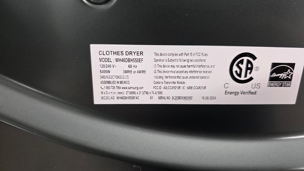 Open Box Samsung 27" Front Load Washer and Dryer Combo - washer WH46DBH550E dryer WH46DBH55OEF
