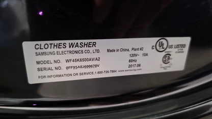 Samsung 27" Front Load Washer/Dryer Set- washer WF45K6500AV/A2 dryer DV45K6500EV