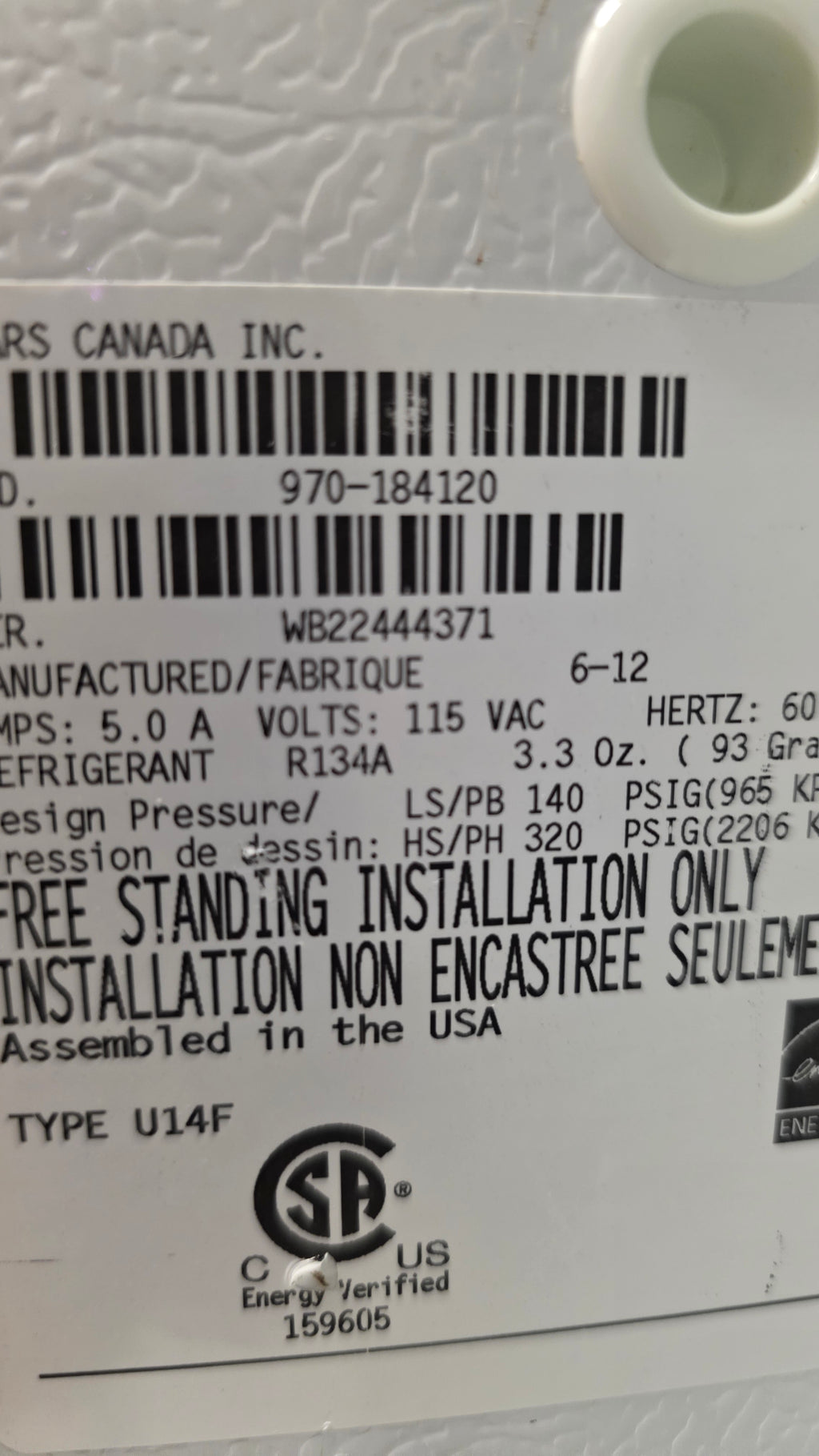 Kenmore 28" Upright Freezer- 970-184120