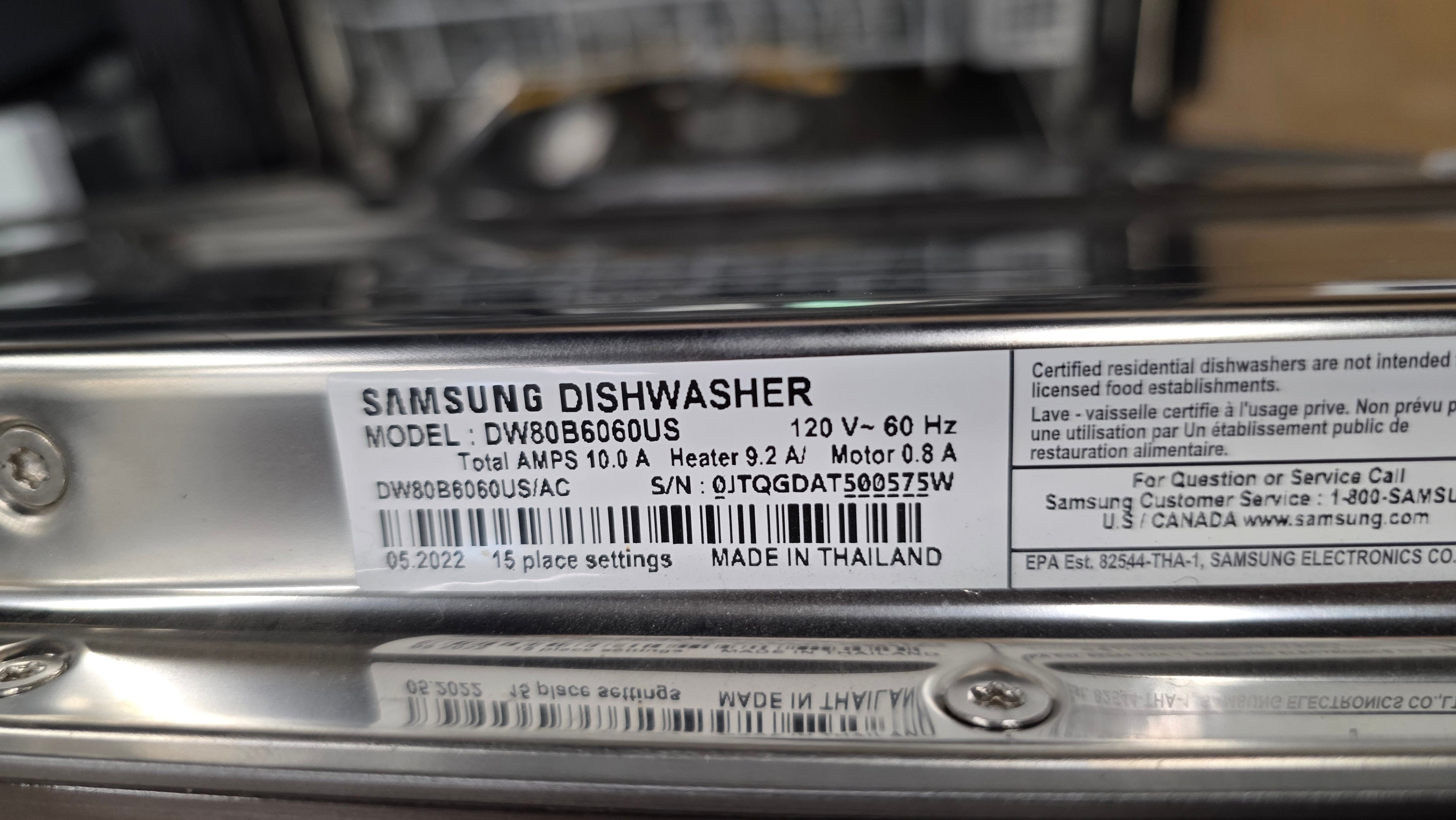 Open Box Samsung 24" Stainless Steel Dishwasher DW8OB6060US