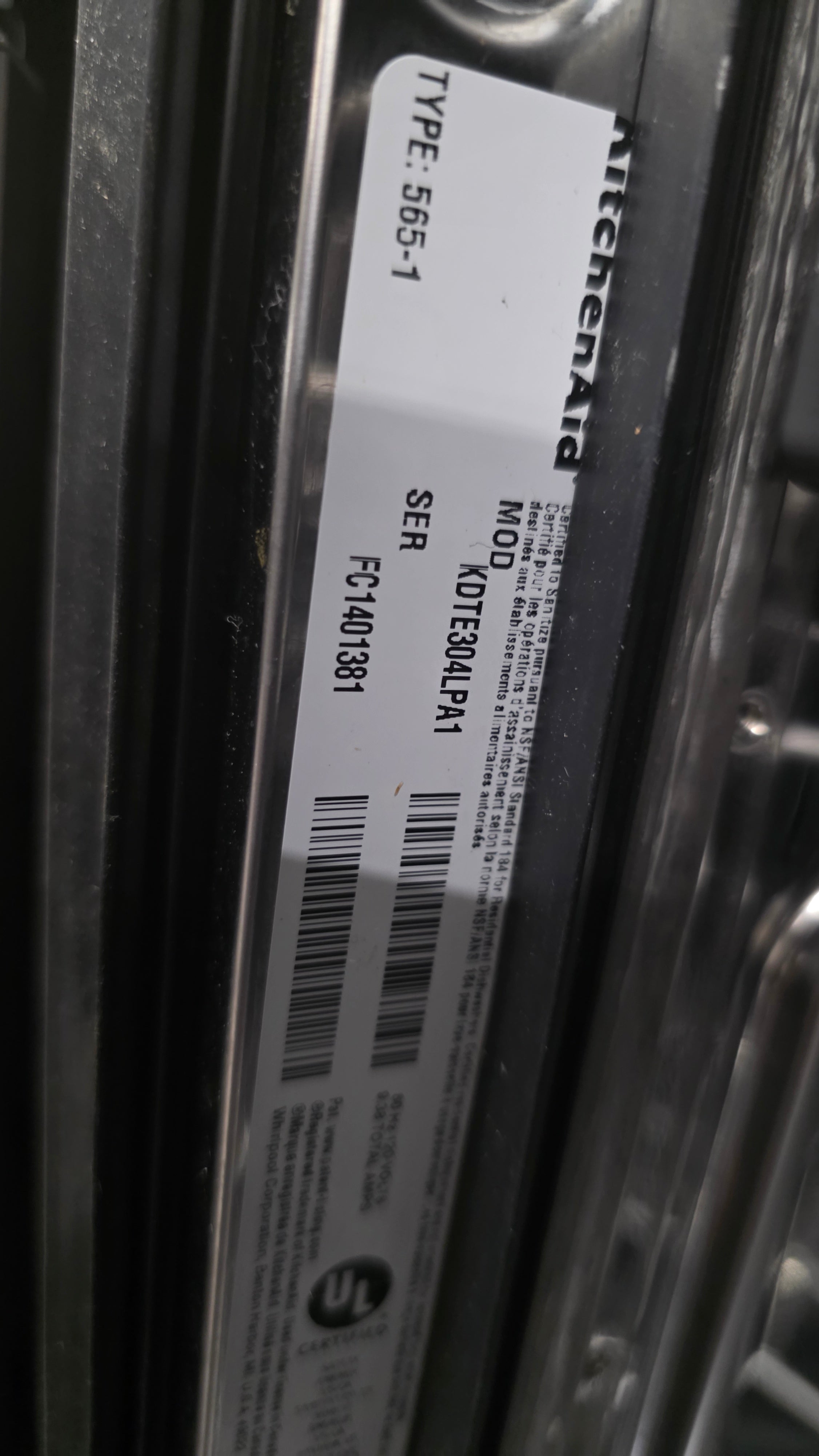 Open Box Kitchenaid 24" Dishwasher DTE3OALPA1