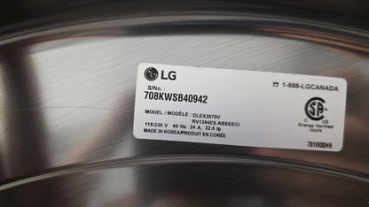 LG 27" Front Load Washer/Dryer Set- washer WM3770HVA /01 dryer DLEX3570V