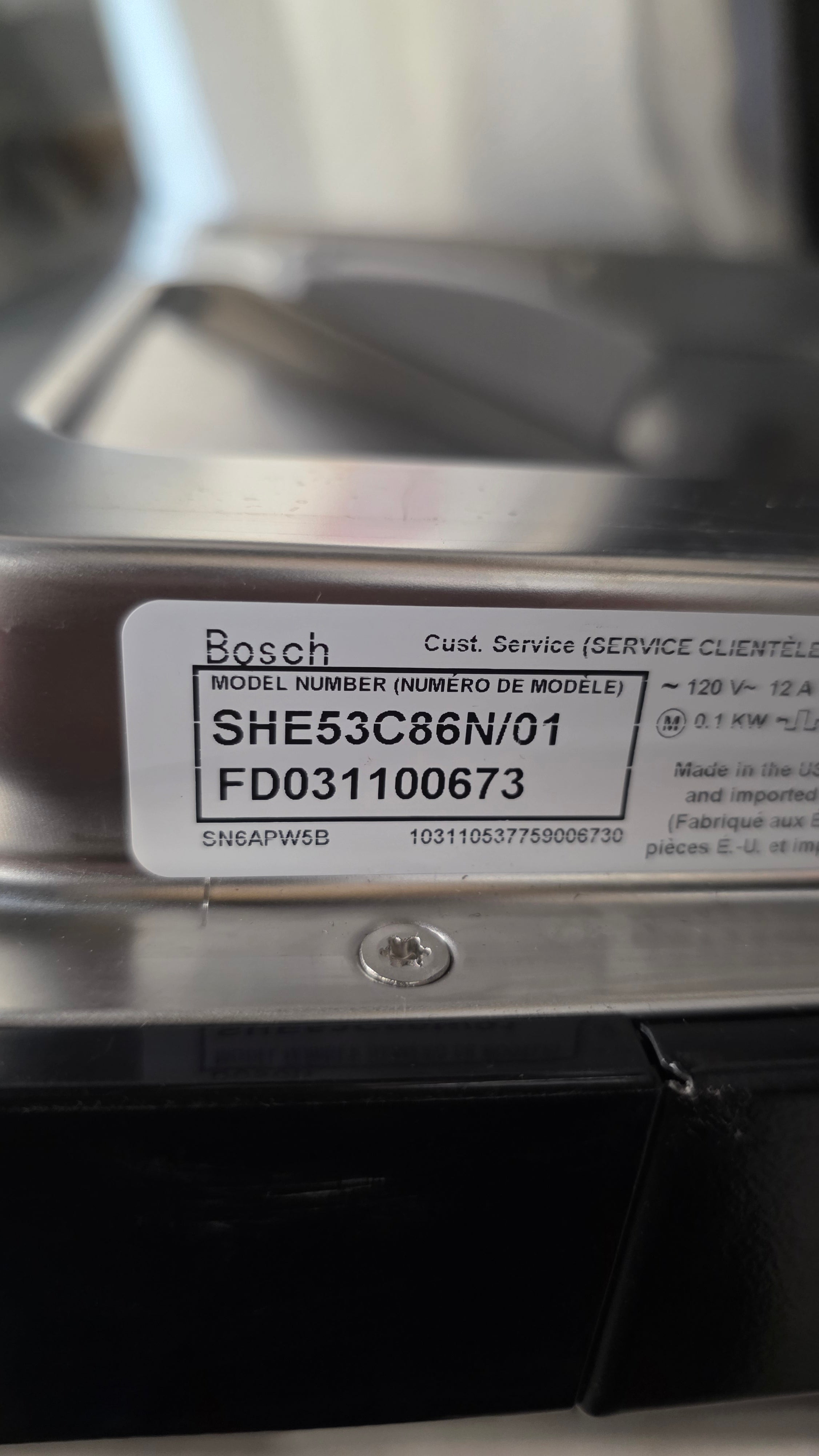 Open Box Bosch 24" Black Dishwasher SHE53C86N/01