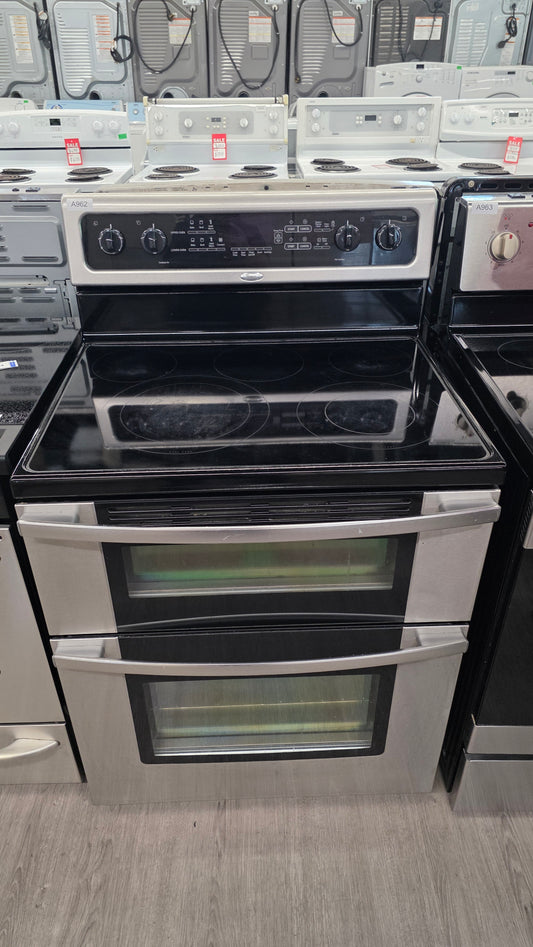 Whirlpool 30" Glass Top Double Oven Range -GGE388LXS