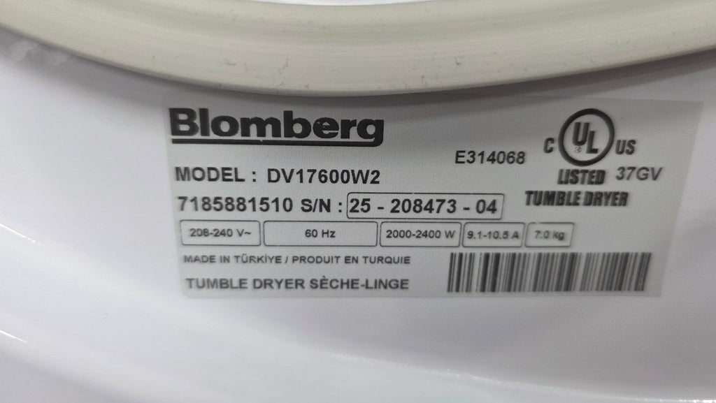 New Blomberg 24” Front Load Washer &amp; Dryer Set - DV17600W2 &amp; WM72200W - 1 YEAR WARRANTY