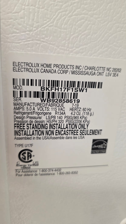 Frigidaire 34" Upright Freezer- BKFH17F1SW1