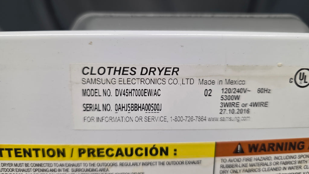 Samsung 27" Top Load Dryer- DV45H7000EWIAC