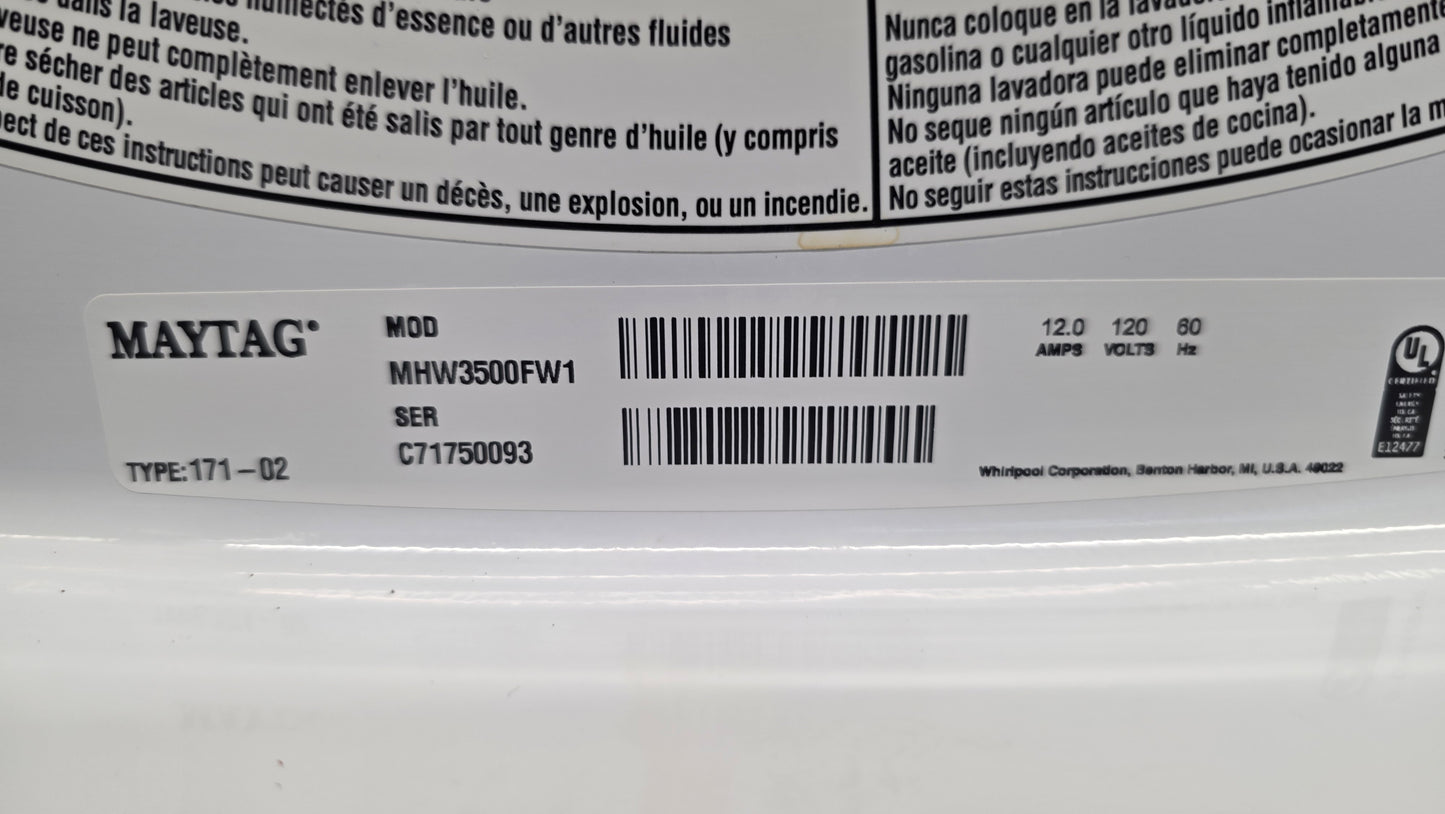 Maytag 27" Front Load Washer/Dryer Set - washer MHW3500FW1 dryer YMED3500FW0